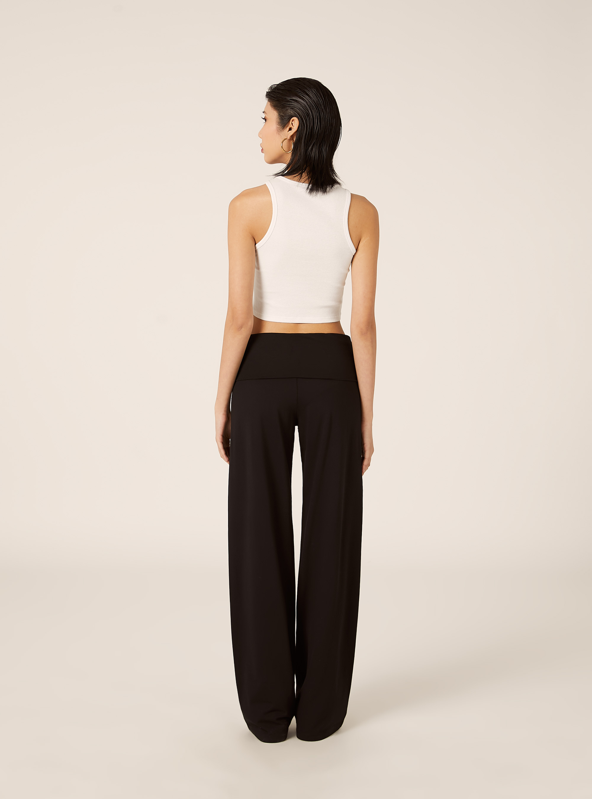 Leggings con vuelta en la cintura, BK1 BLACK