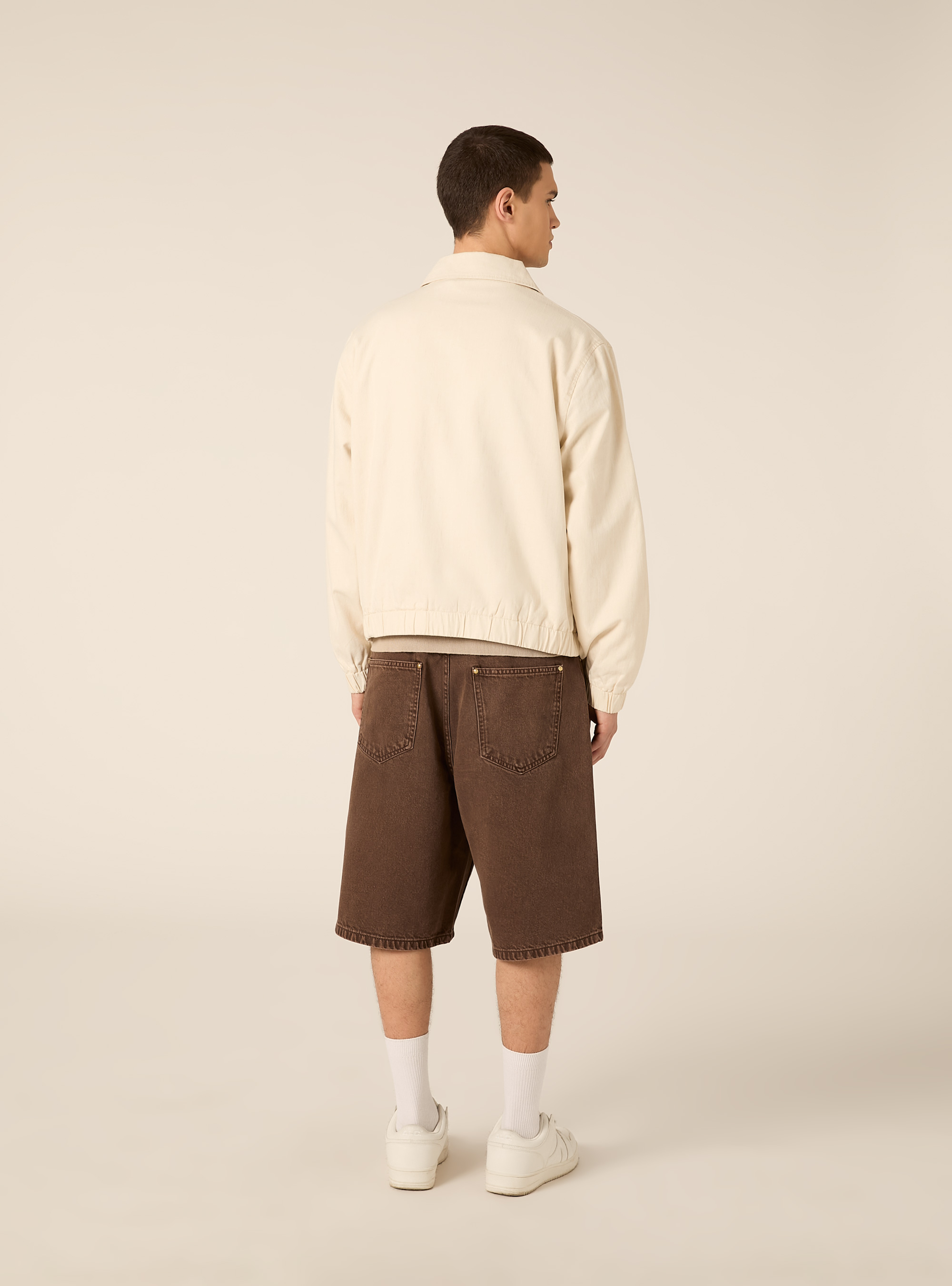 Regular-fit linen bomber jacket, MCR3 CREAM MEL LIGHT
