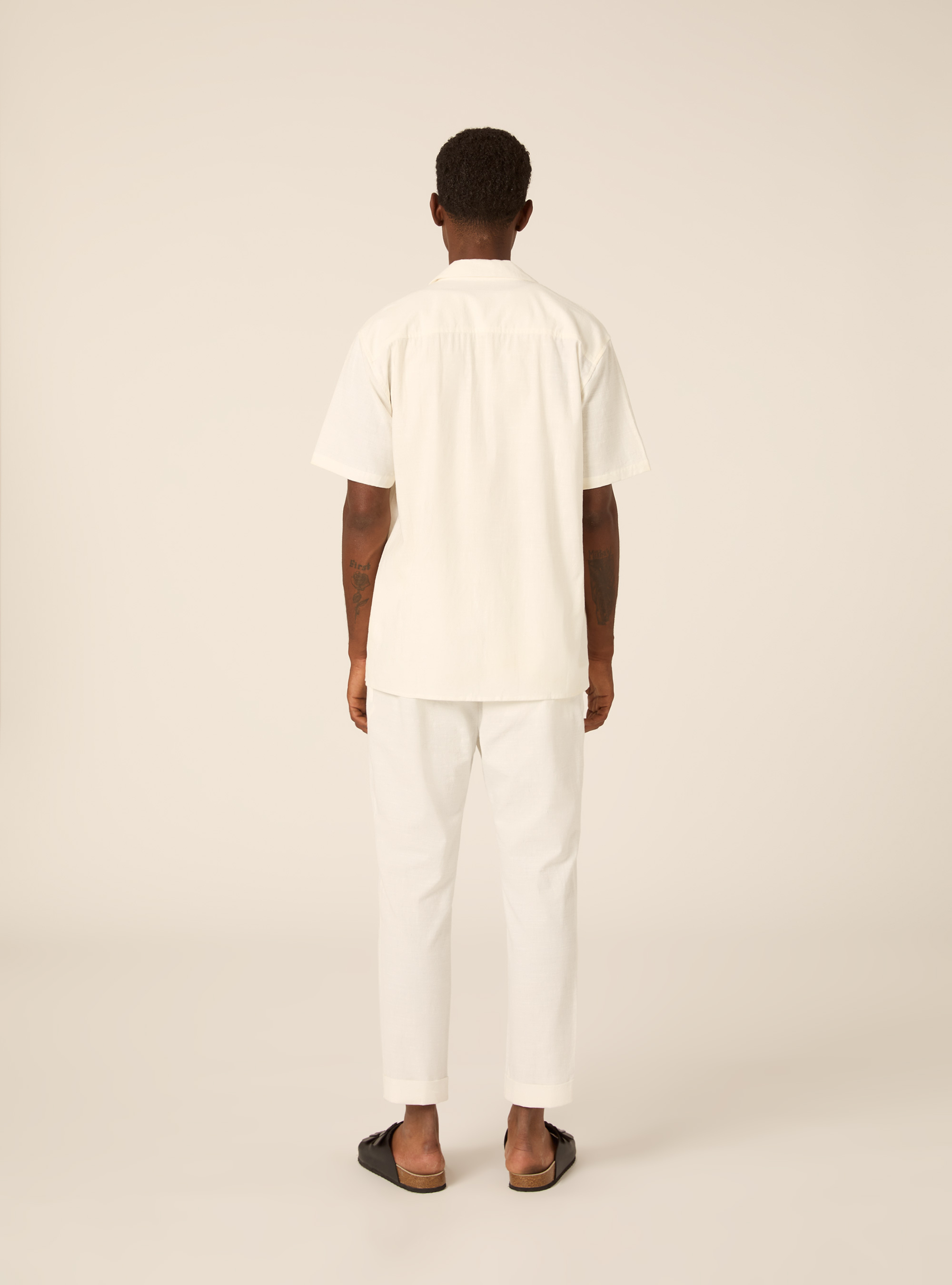 Linen Blend Bowling Shirt, WH1 OFF WHITE