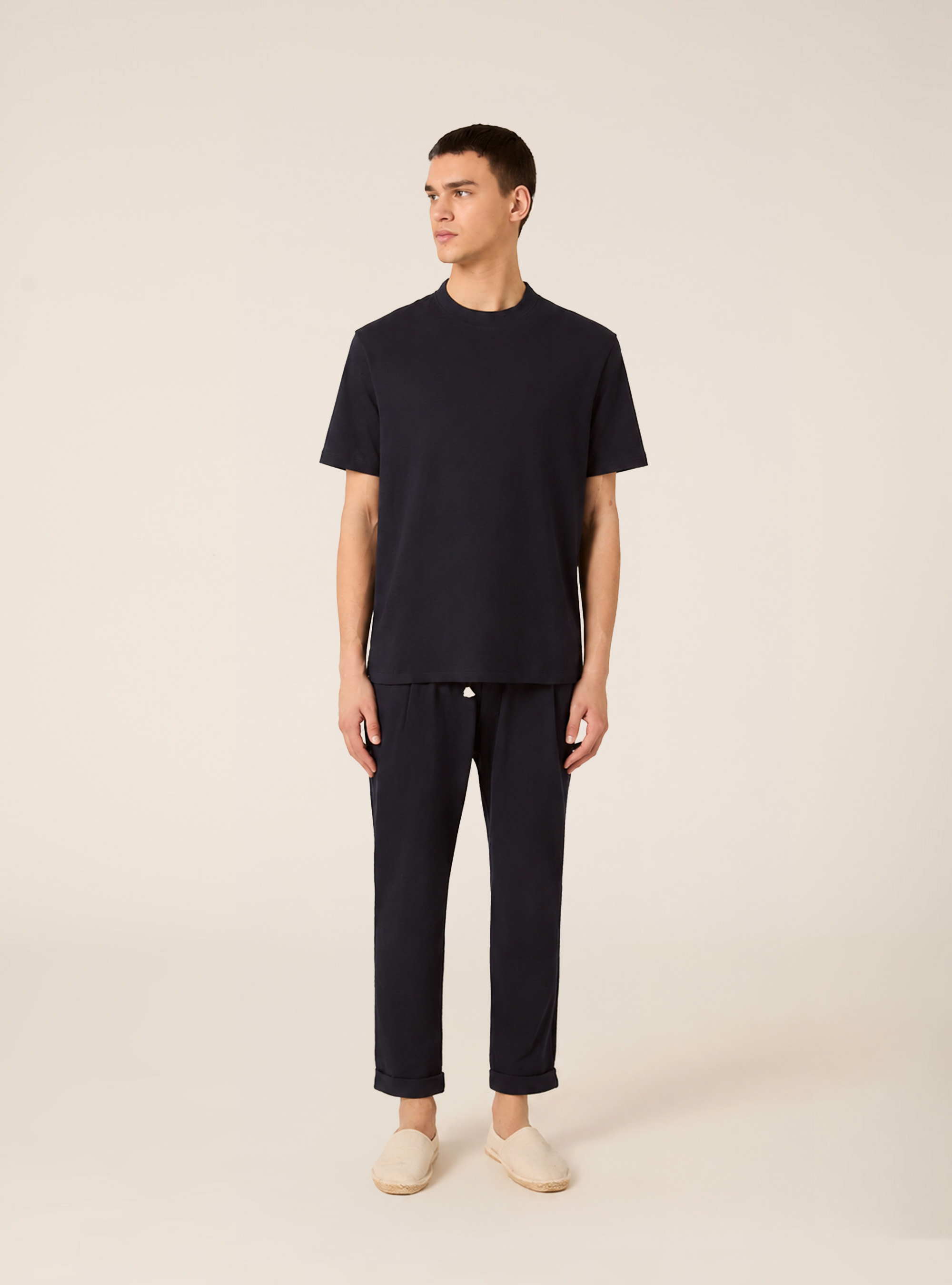 Oversized Textured T-Shirt with Side Slits, NA1 NAVY DARK