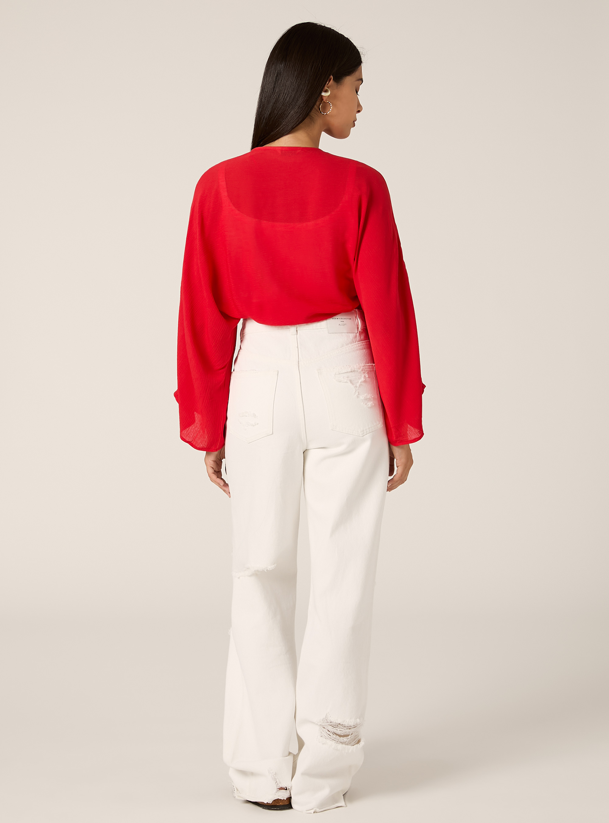 Flie&szlig;ende Bluse mit Knoten, RD2 RED MEDIUM
