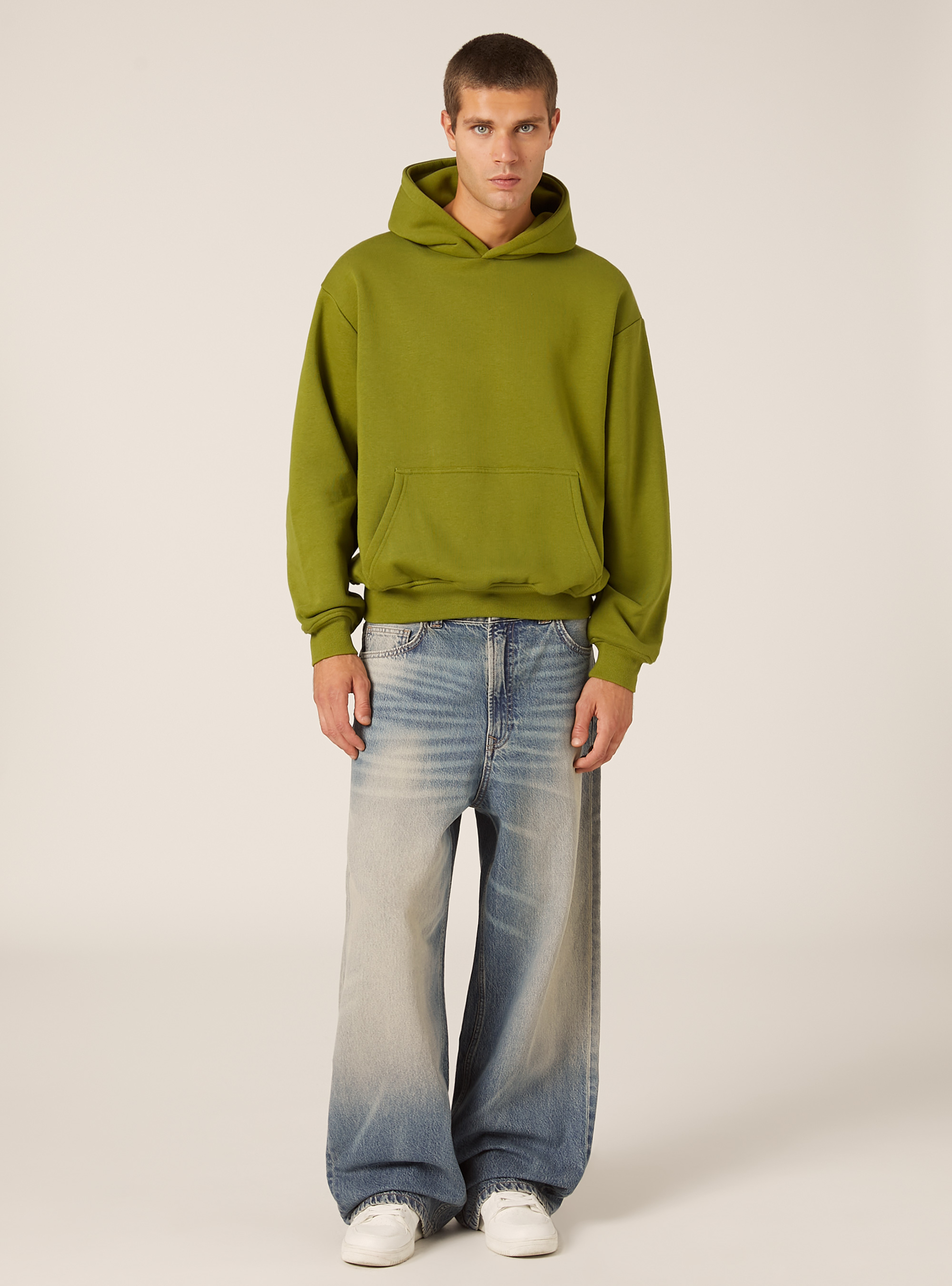 Sweat &agrave; capuche coupe boxy, GN3 GREEN LIGHT