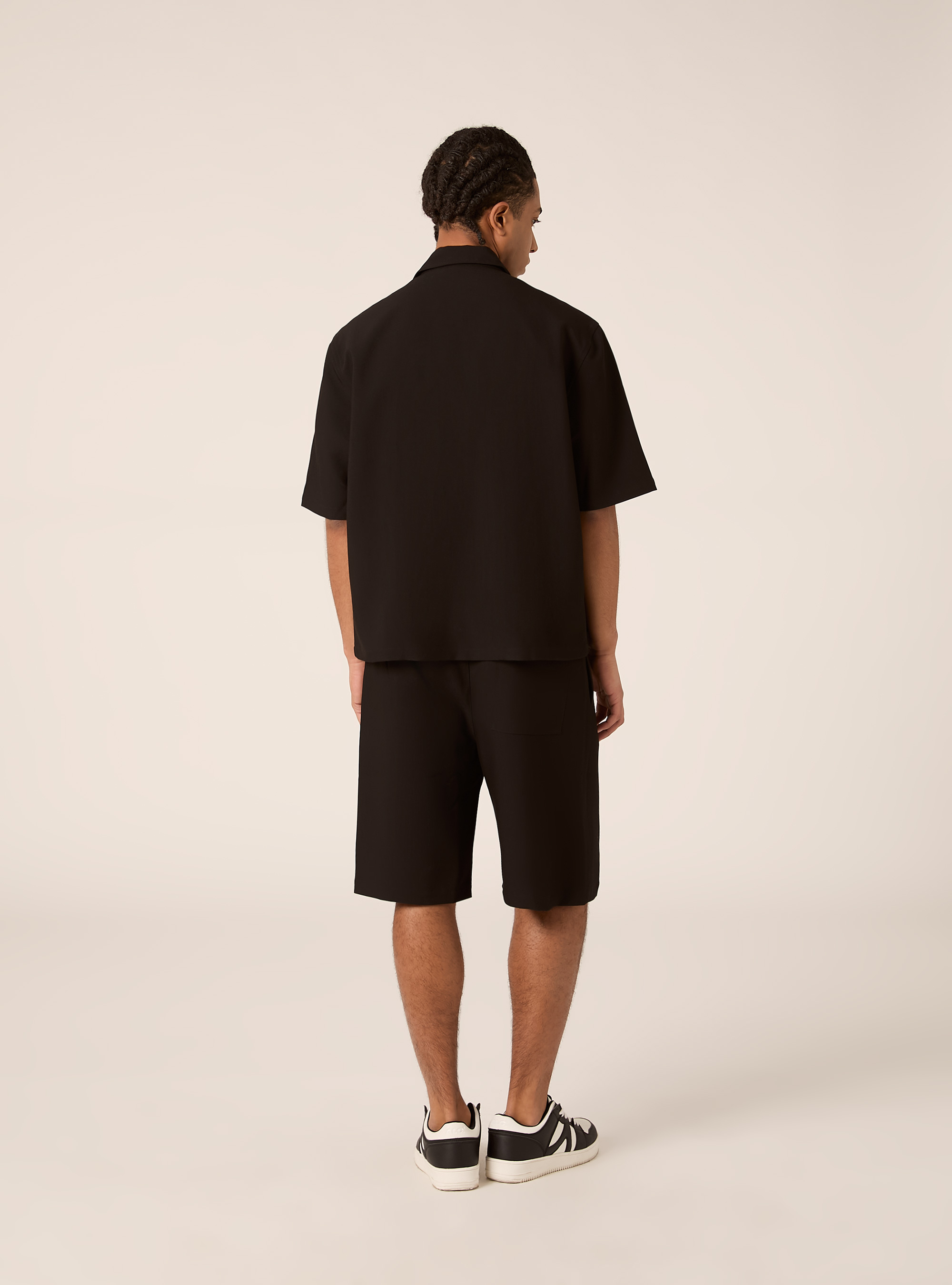 Boxy fit shirt in twill, BK1 BLACK