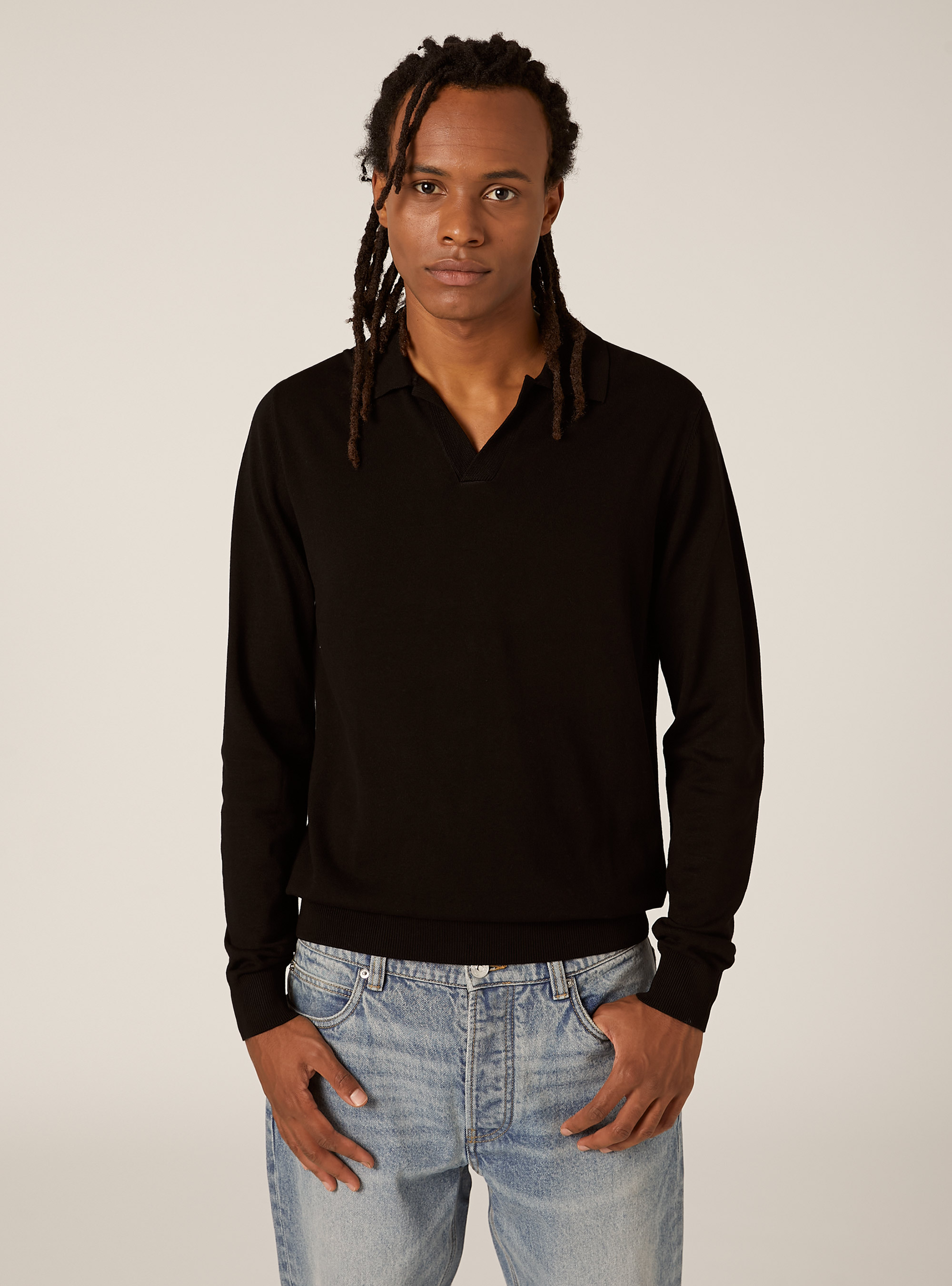 Polo en maille douce, BK1 BLACK