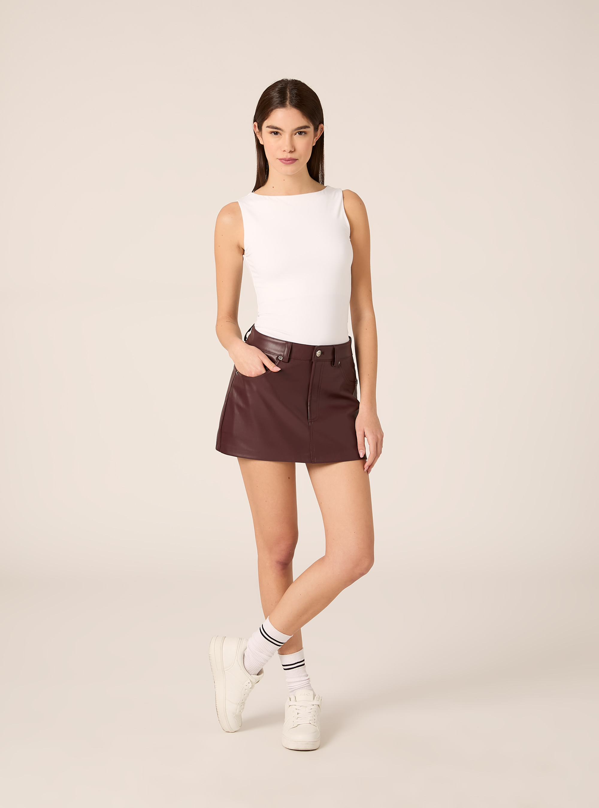 Skort in Lederoptik, BO2 BORDEAUX MEDIUM