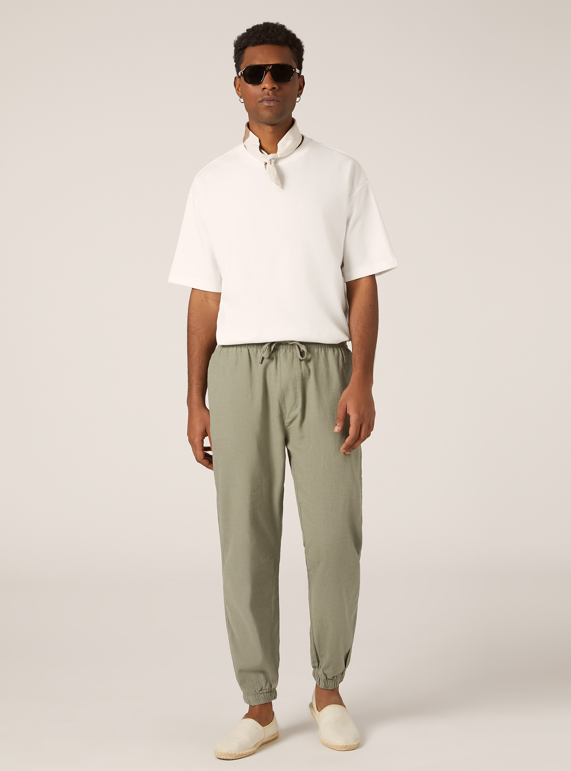Linen-blend jogger pants, KY2 KAKY MEDIUM