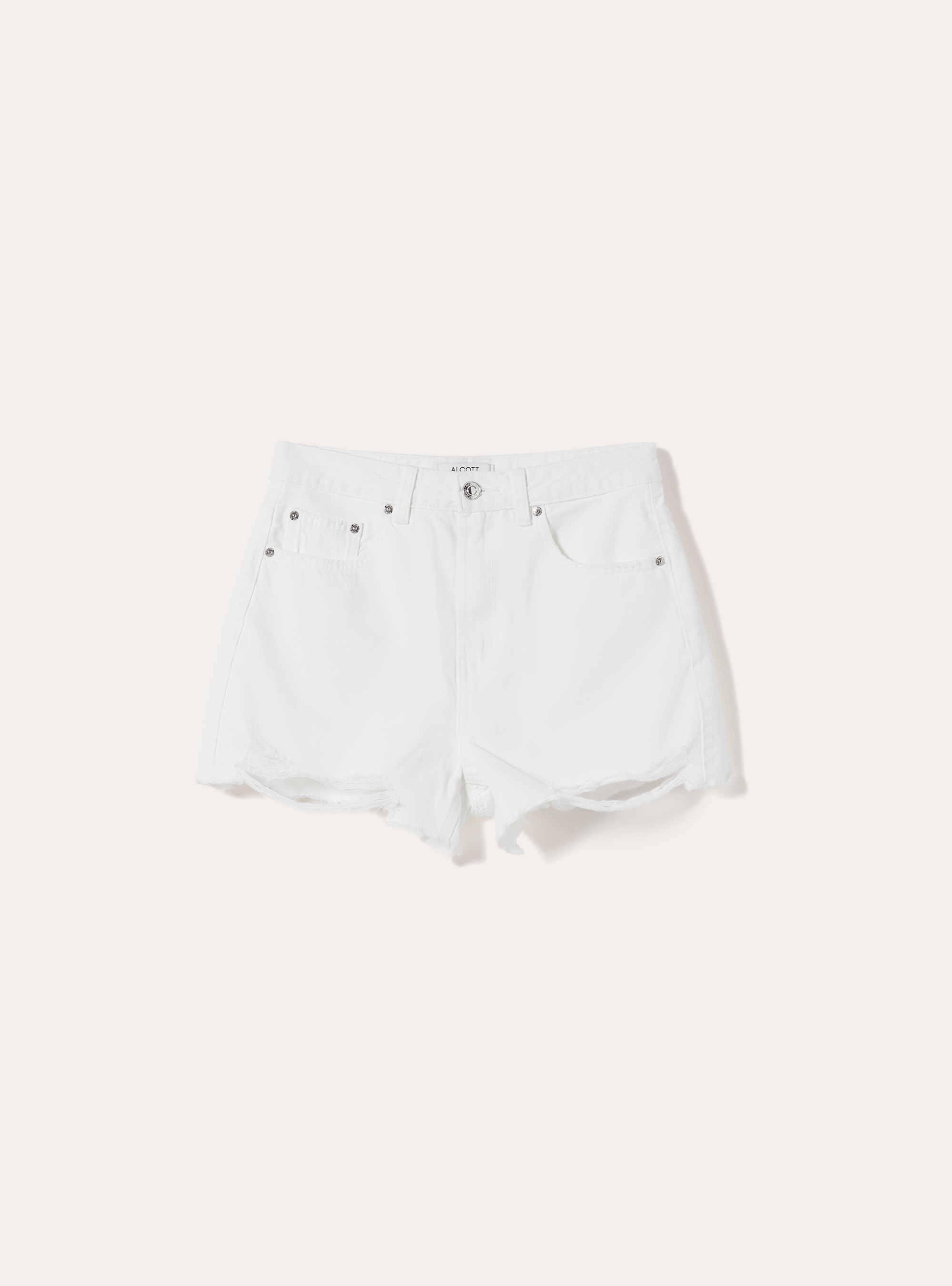 Shorts Vaqueros con Bajo de Corte Vivo, D099 WHITE