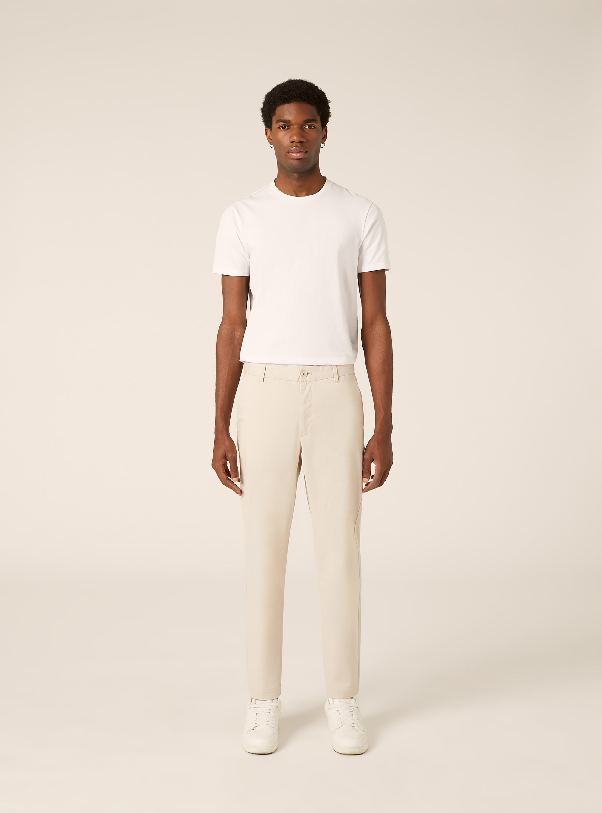 Pantaloni chino slim fit, CREMA CHIARO