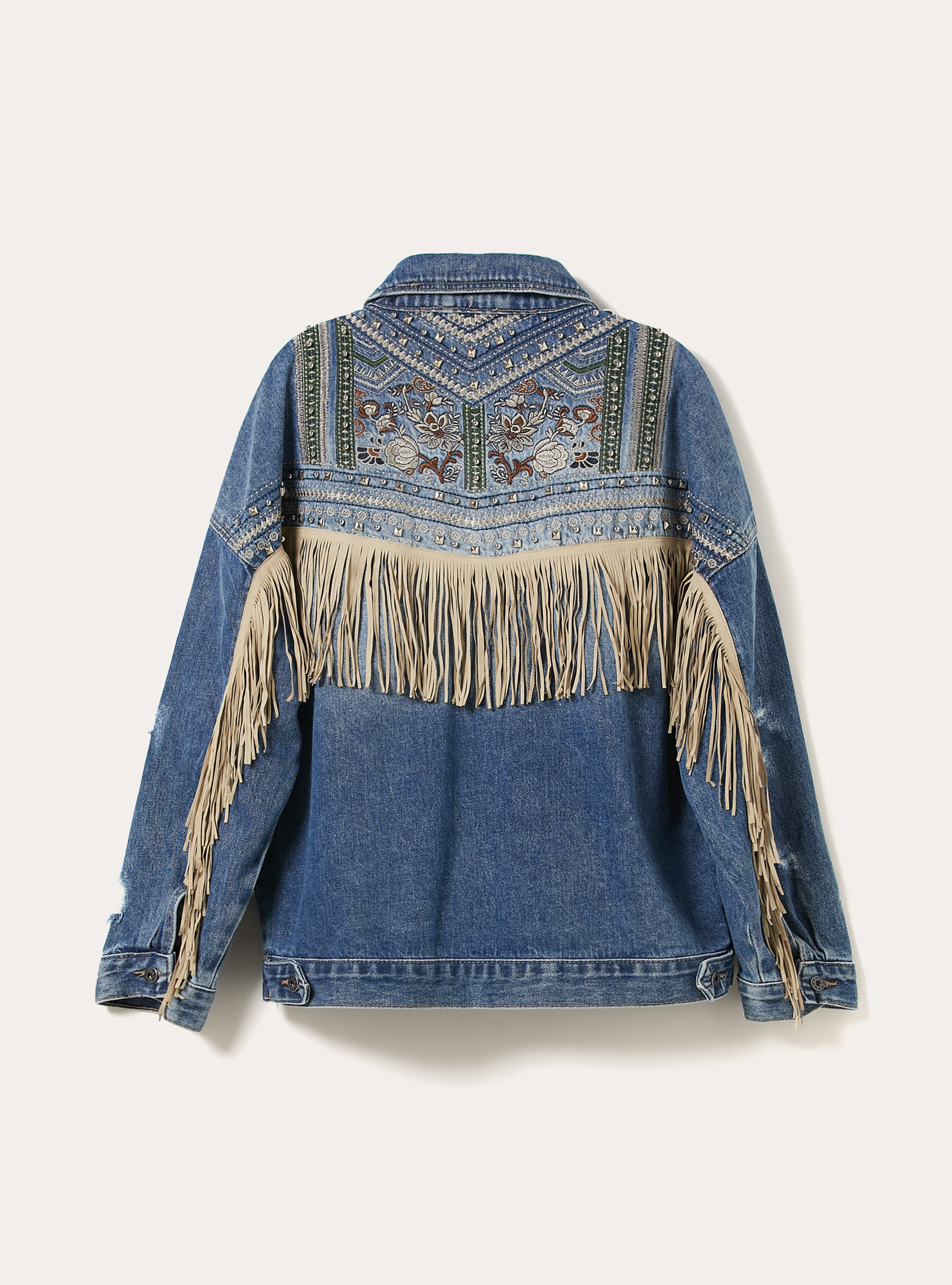 Denim jacket with fringes, D004 MEDIUM LIGHT BLUE