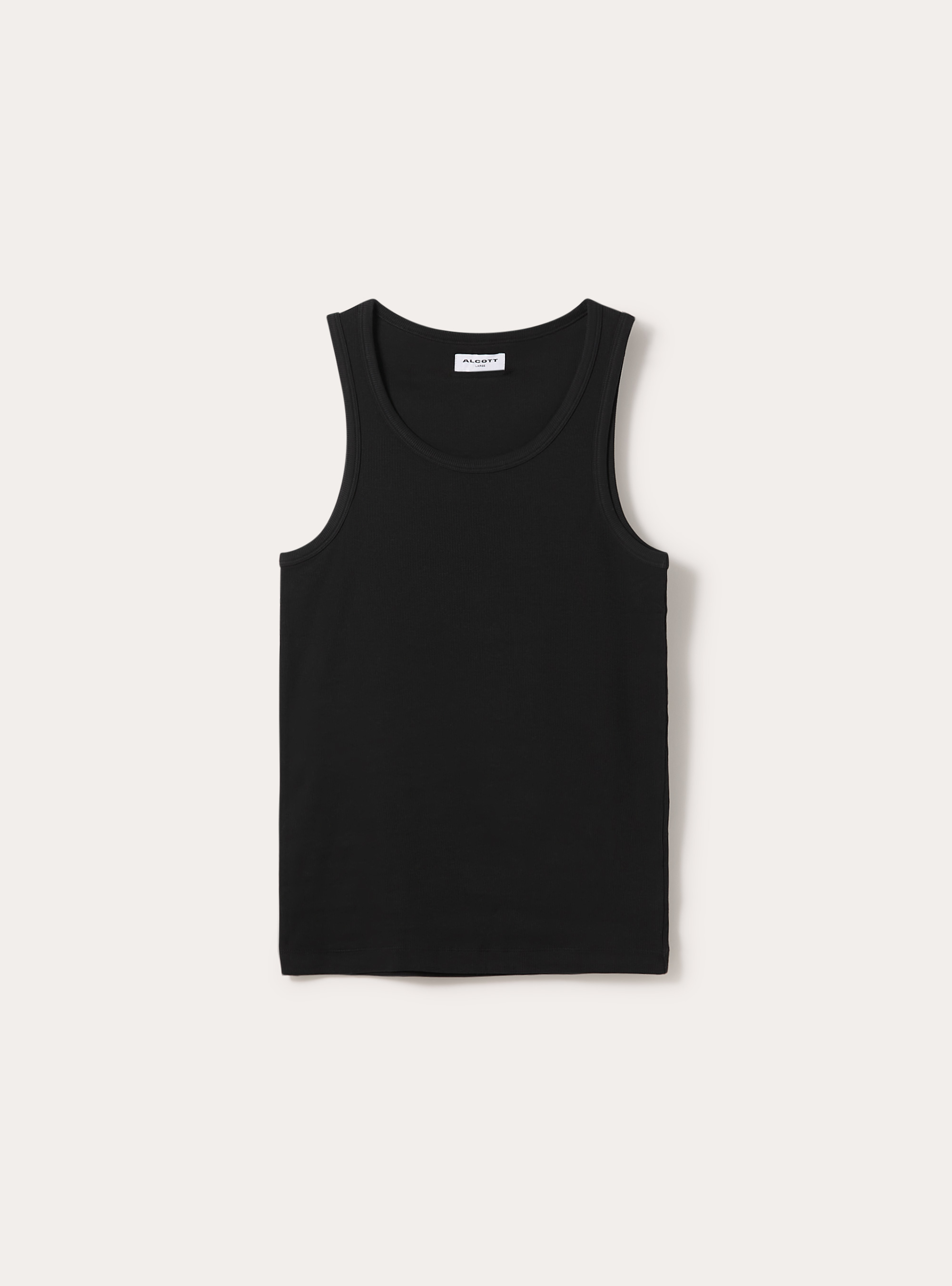 Slim Fit Ribbed Cotton Tank Top, BK1 BLACK