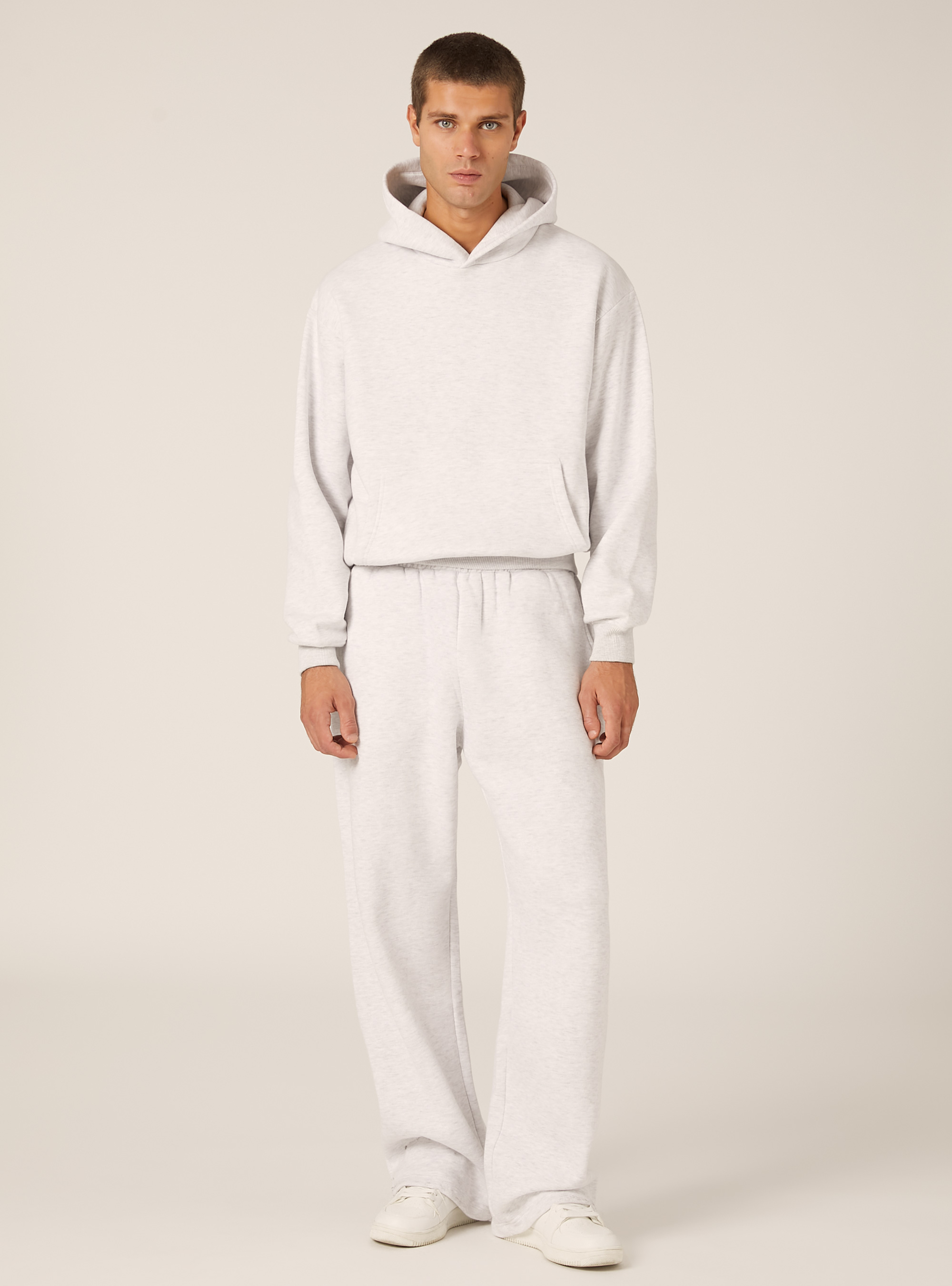 Sweat &agrave; capuche coupe boxy, MGY3 GREY MEL LIGHT