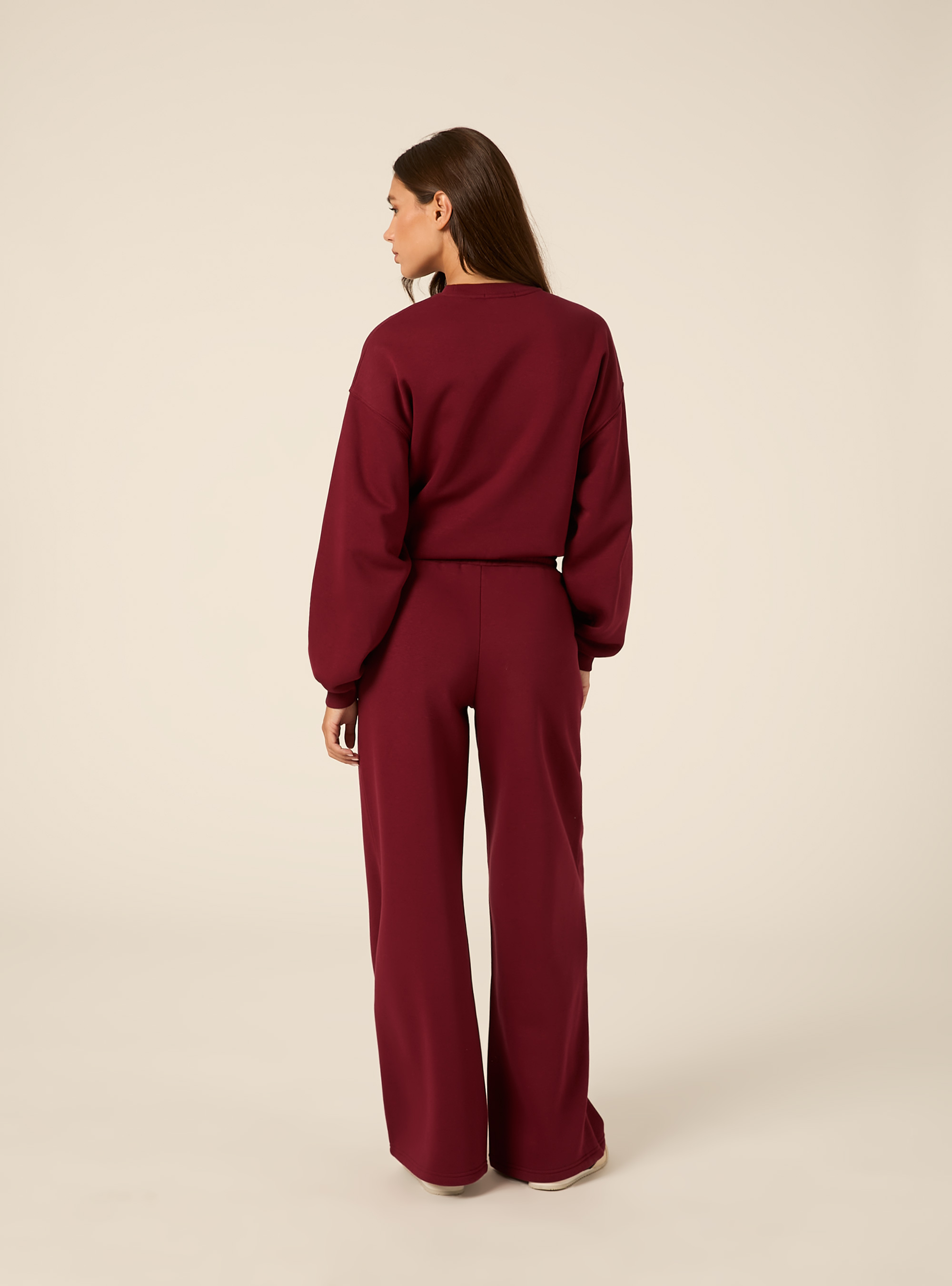 Pantaloni wide leg licenza harvard, BO1 BORDEAUX DARK