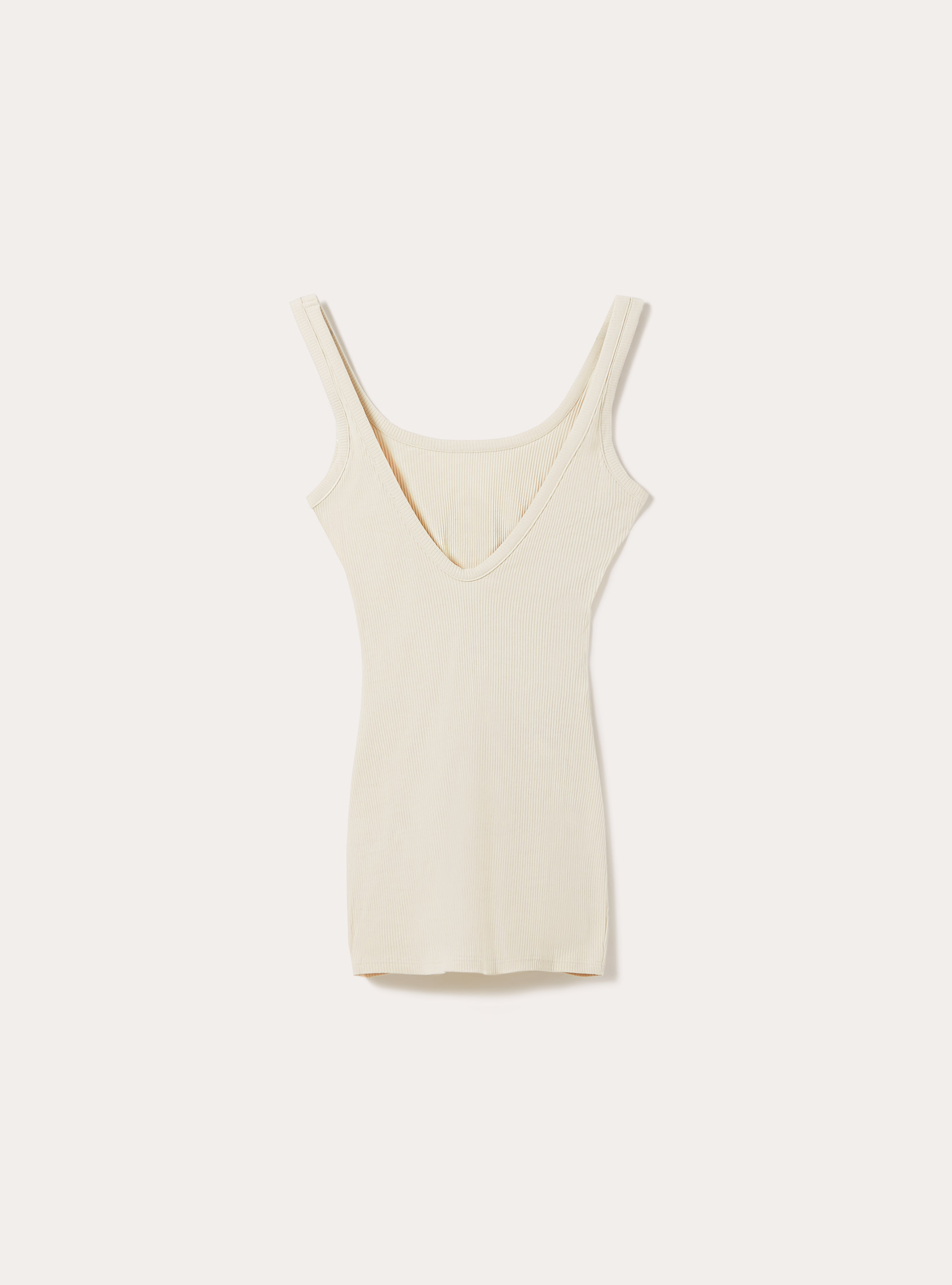 Geripptes Basic-Kleid, CR2 CREAM MEDIUM