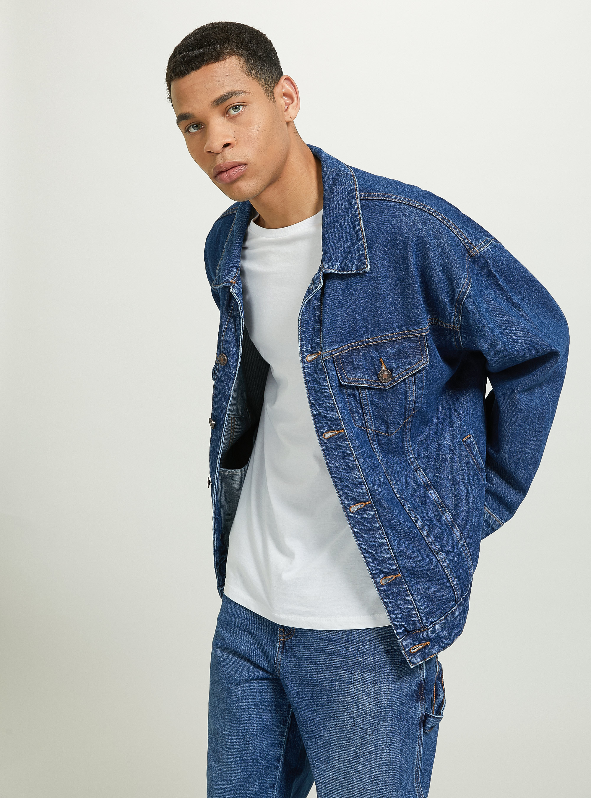 Veste en jean oversize, D001 DEEP BLUE