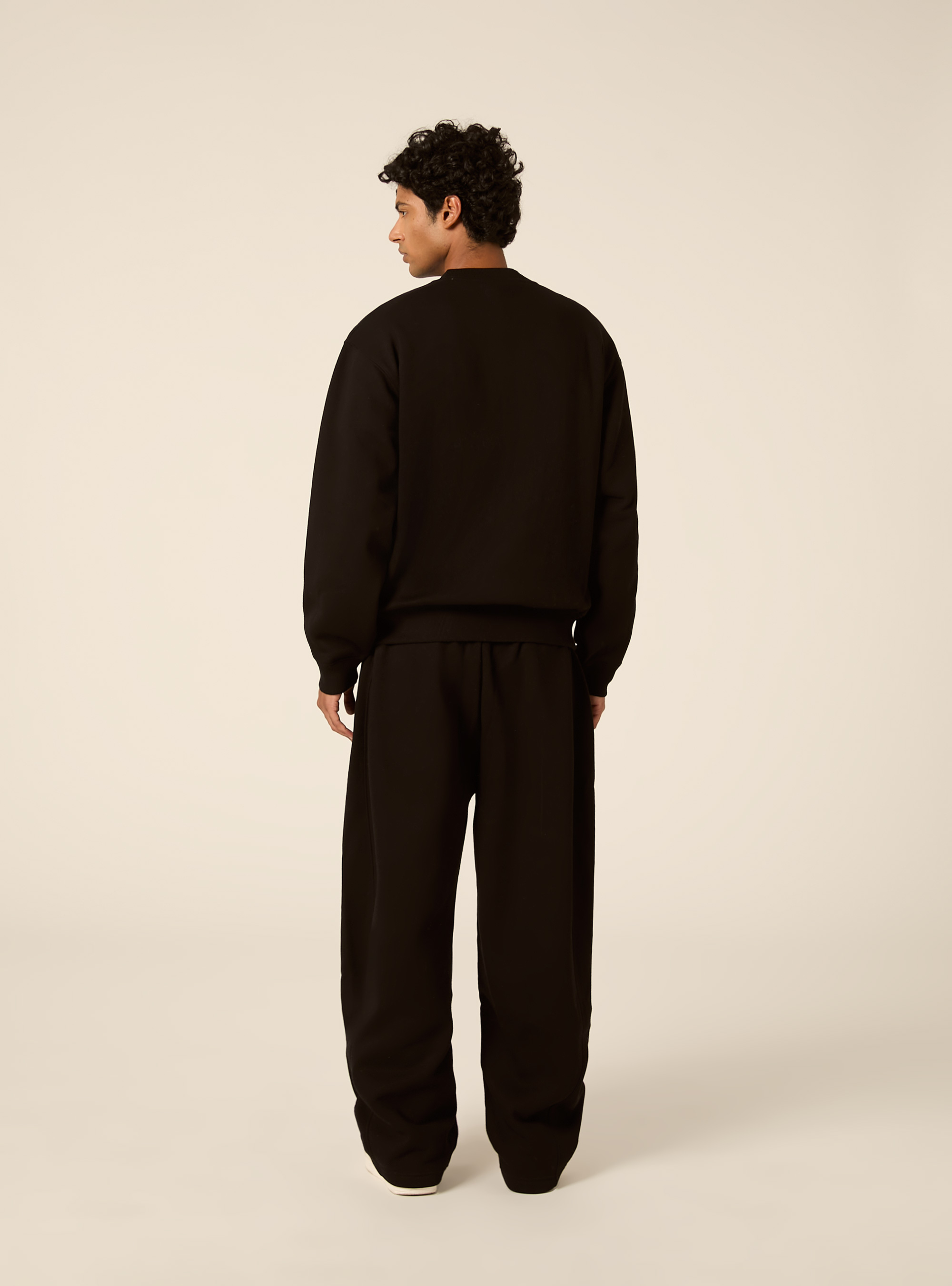 Basic boxy fit crewneck sweatshirt, BK1 BLACK