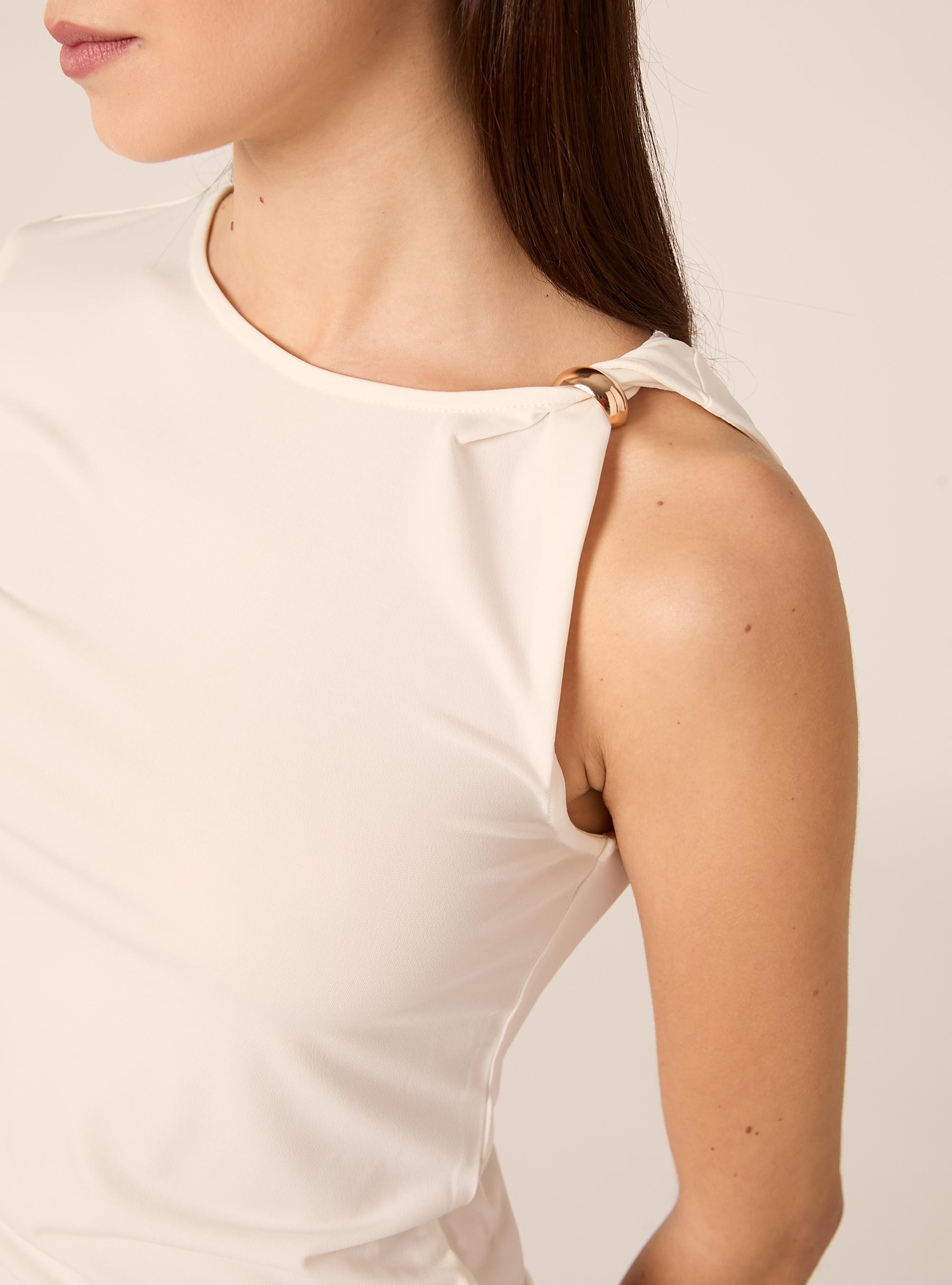 One-shoulder T-shirt, WH2 WHITE