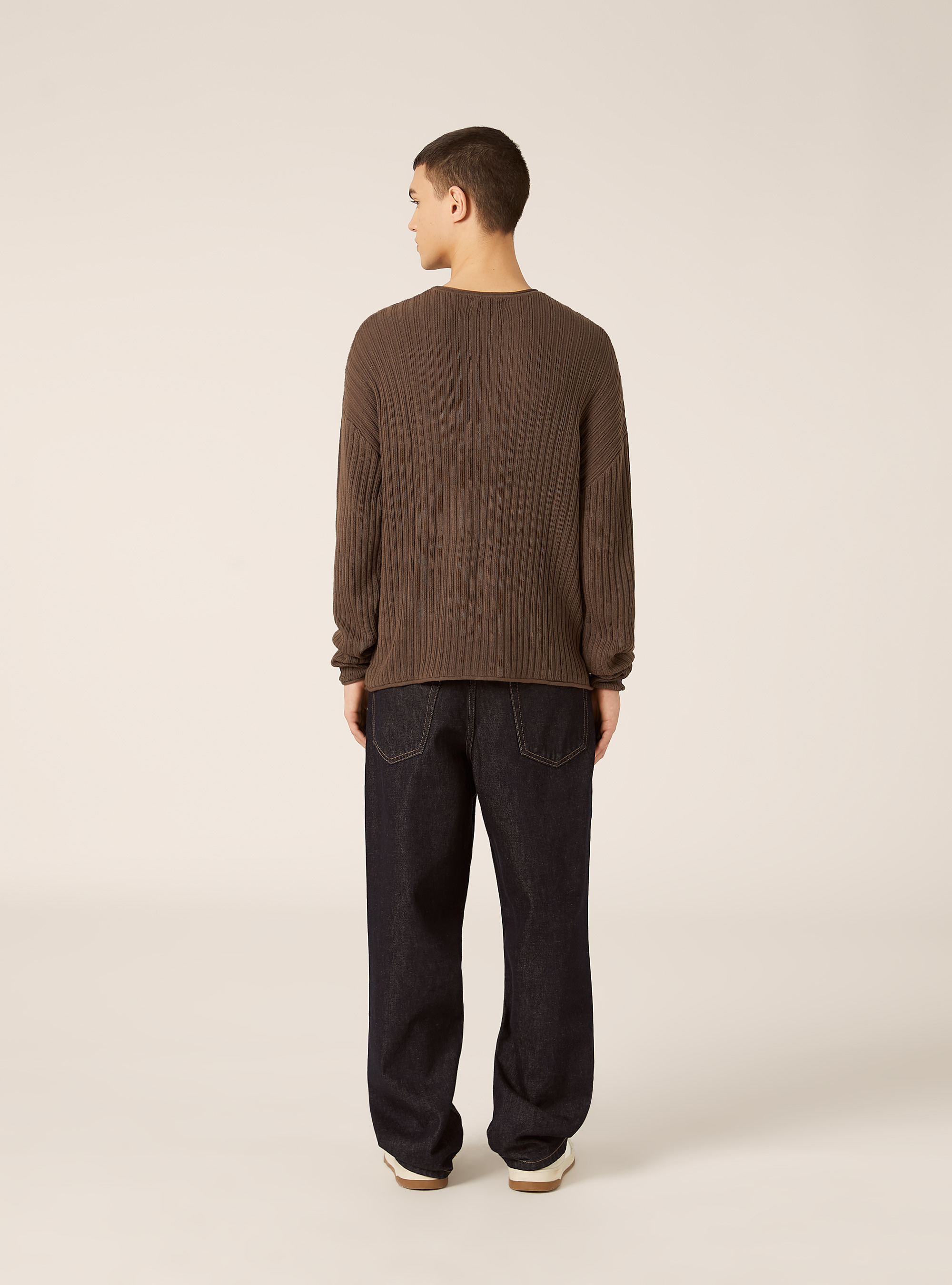 Openwork cotton pullover, BR2 BROWN MEDIUM