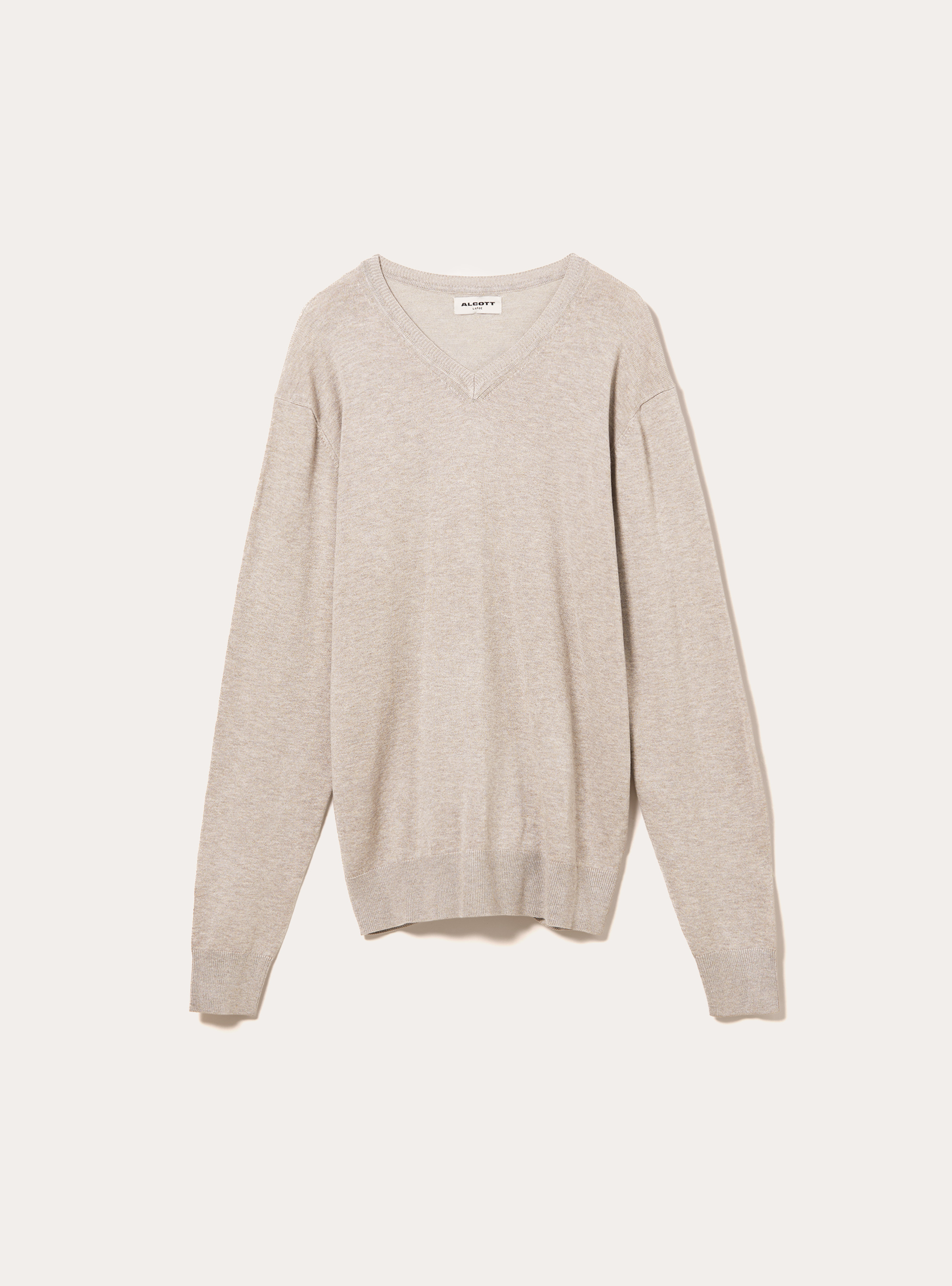 Pull &agrave; col en V en viscose Ecovero, MBG2 BEIGE MEL MED