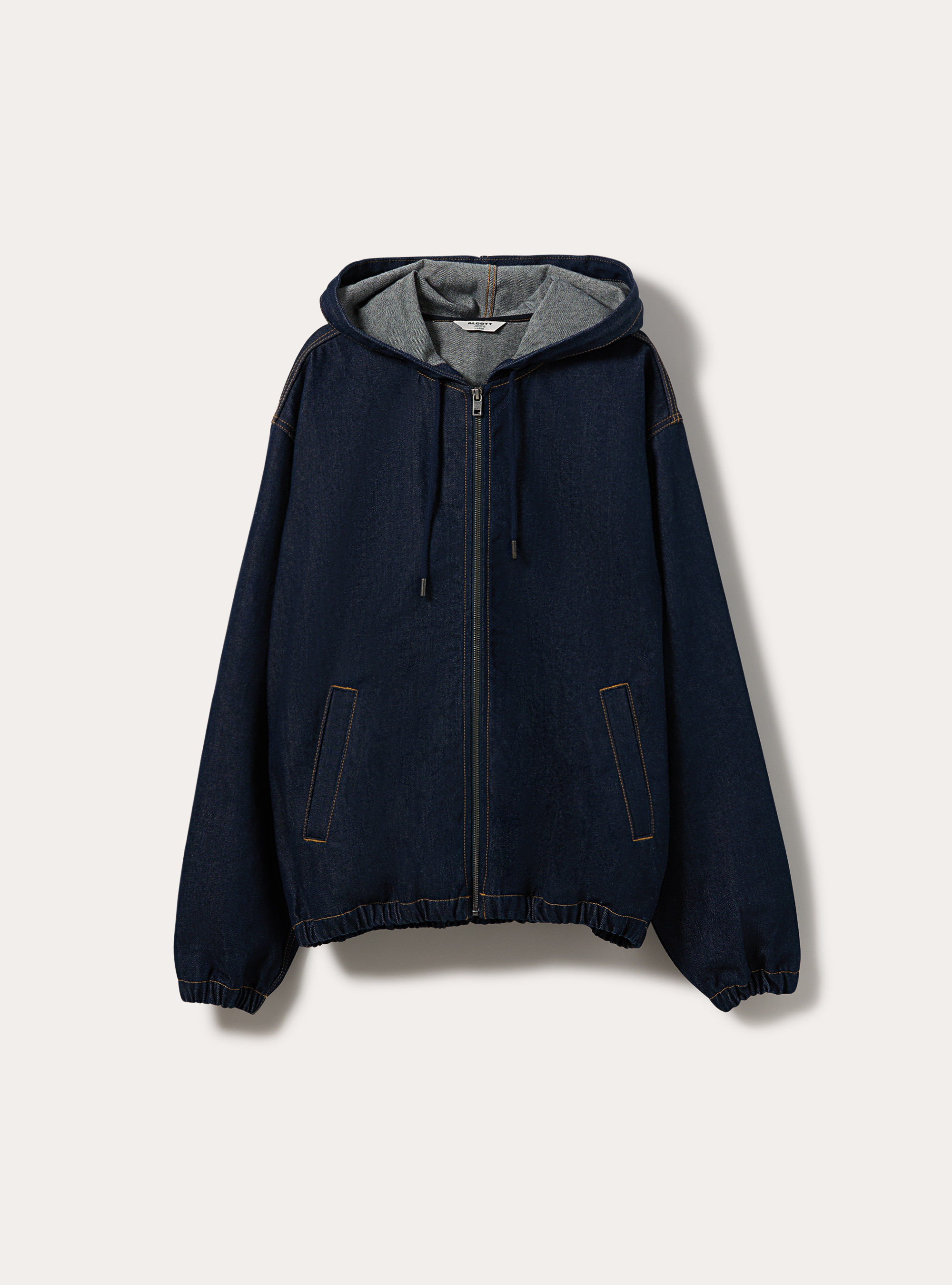 Hooded denim bomber jacket, D001 DEEP BLUE