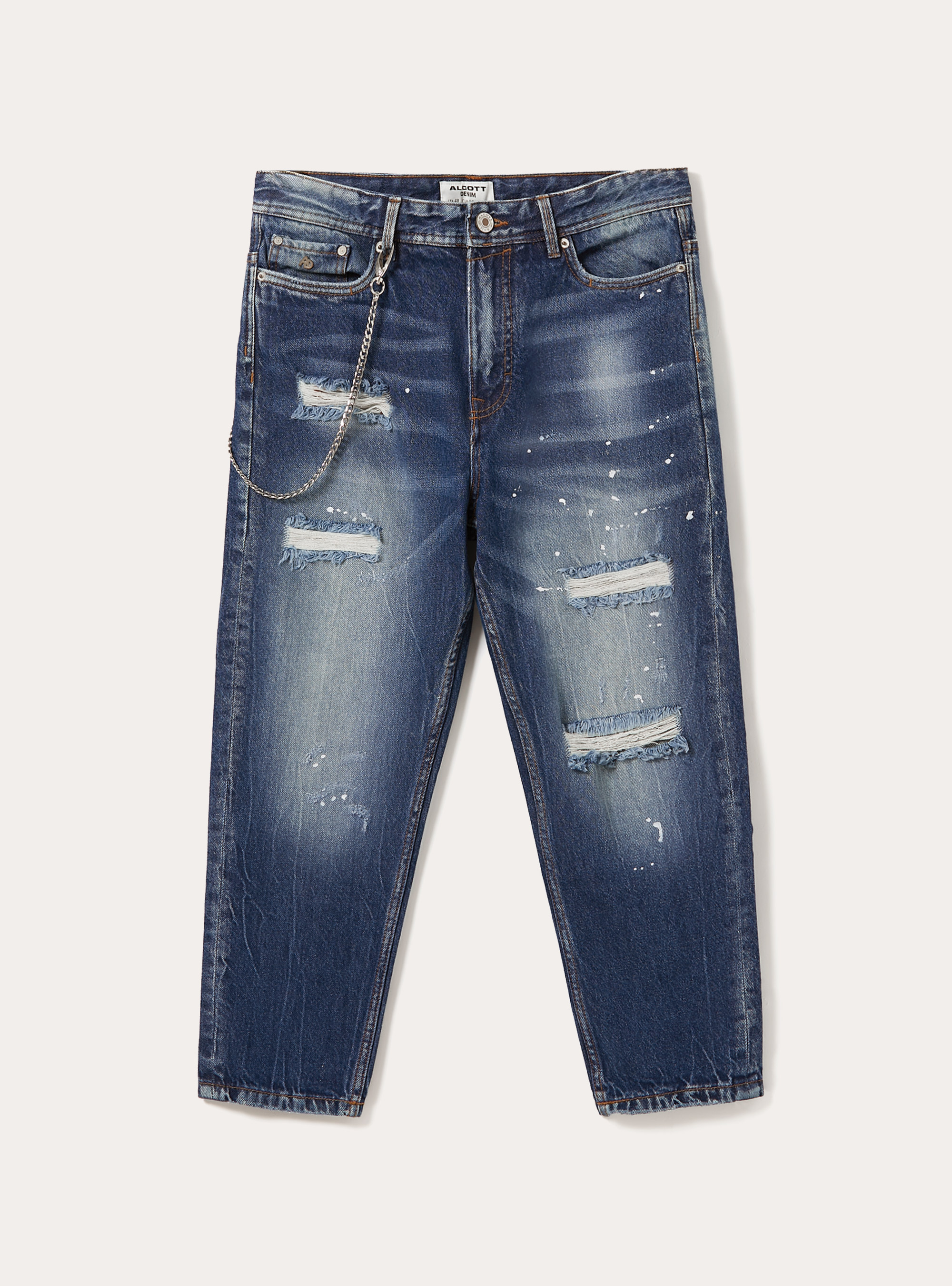 Jeans &agrave; coupe d&eacute;contract&eacute;e, D001 DEEP BLUE