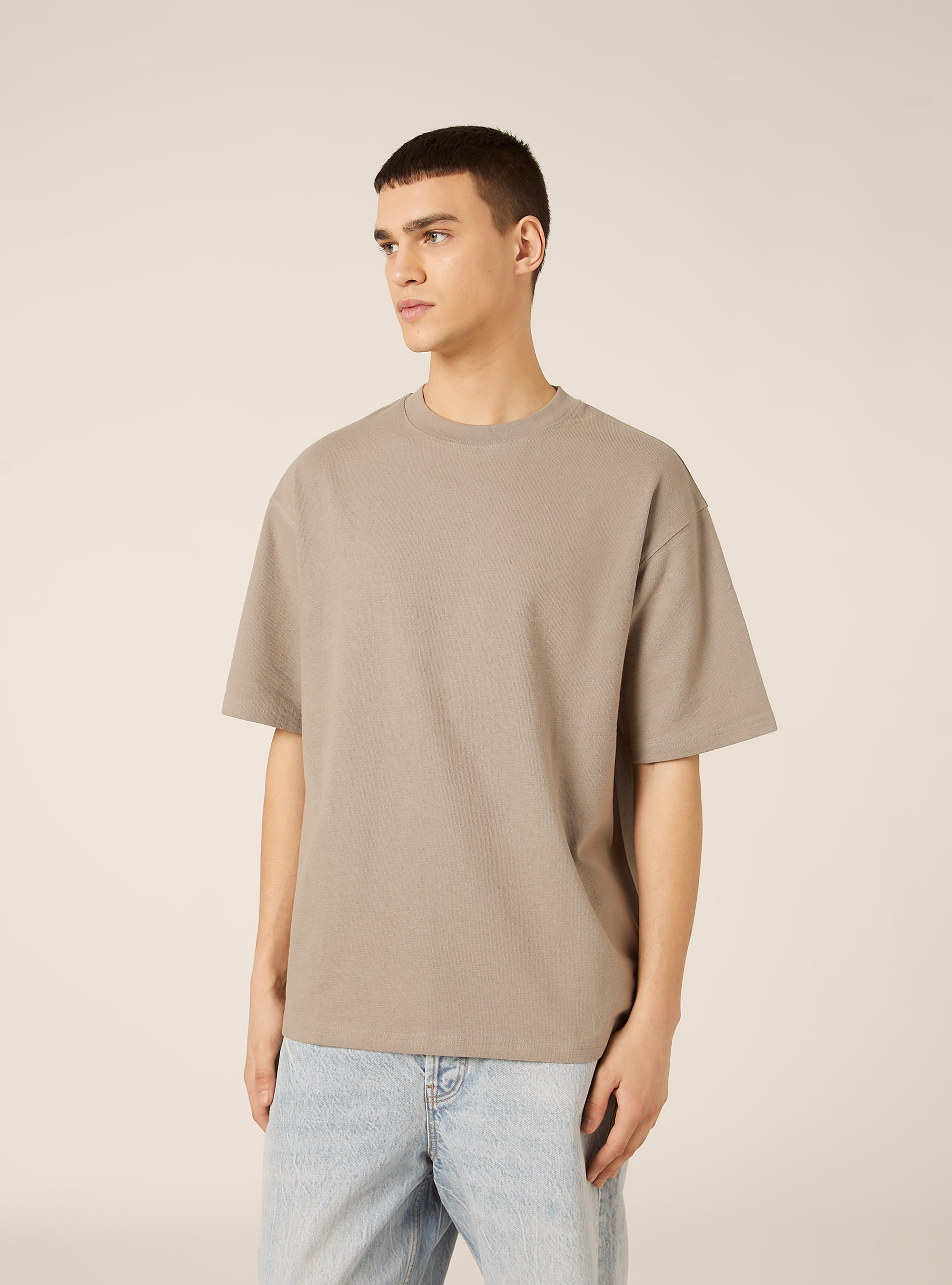 Camiseta de algod&oacute;n con textura, GY2 GREY MEDIUM