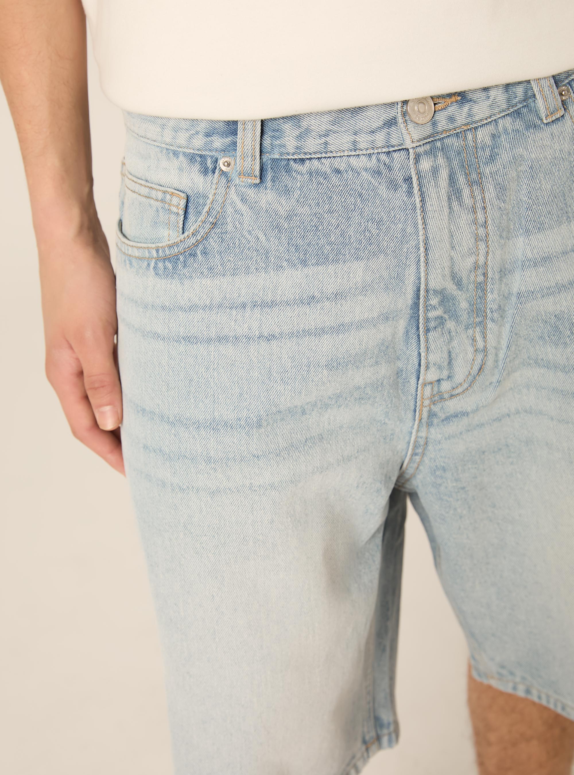 Bermuda ample en denim, D008 SUPER LIGHT BLUE