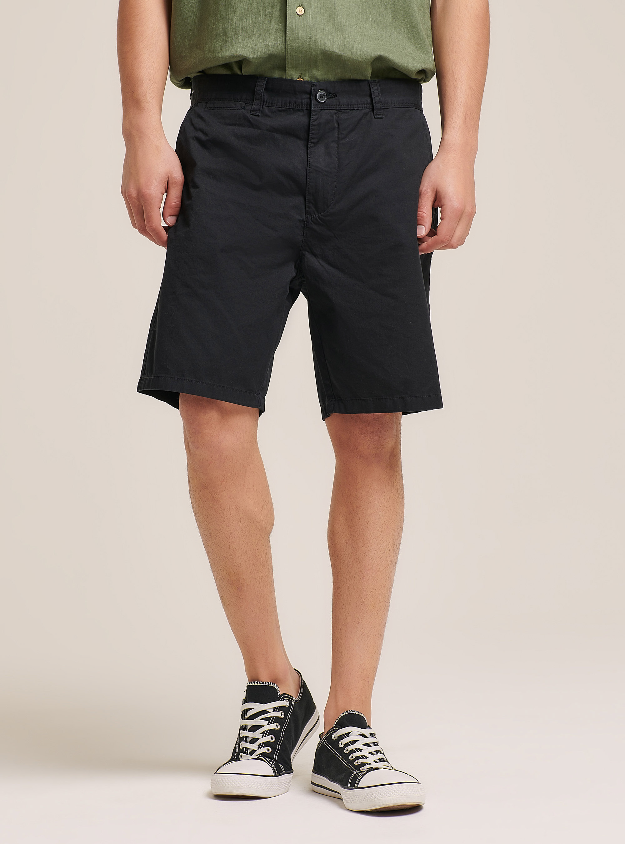 Bermudashorts aus Twill in einfacher Passform, BK1 BLACK
