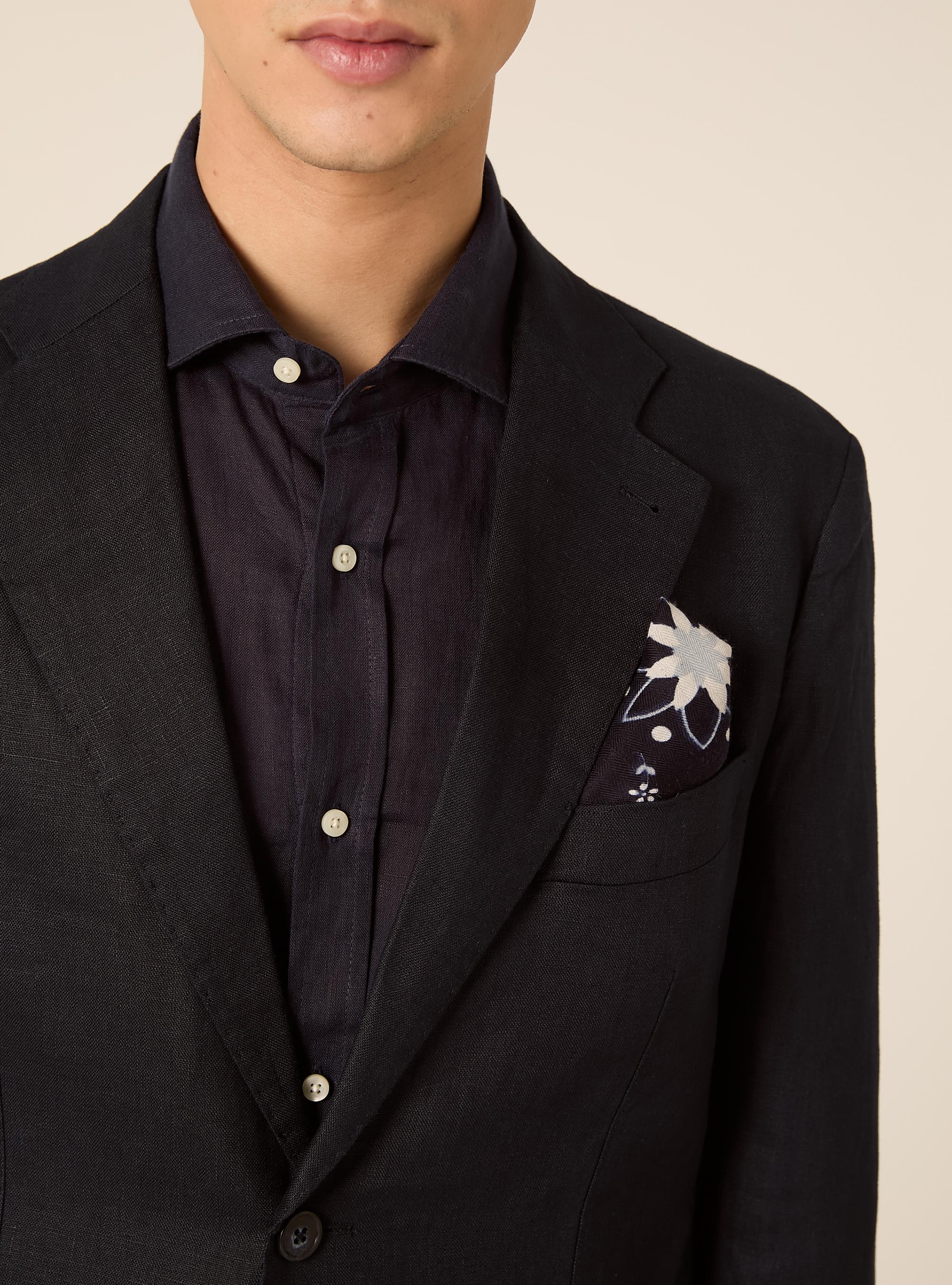Single-breasted jacket in pure linen, NA1 NAVY DARK