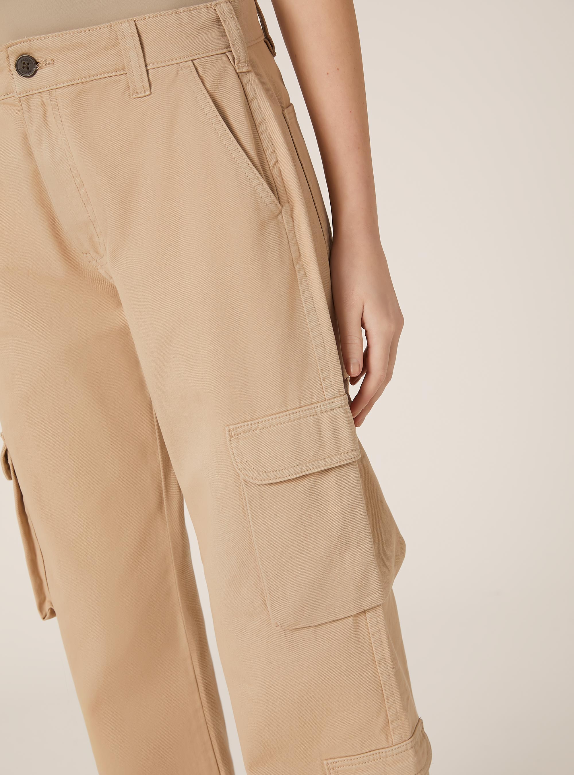 Pantalon cargo en serg&eacute;, BG2 BEIGE MEDIUM