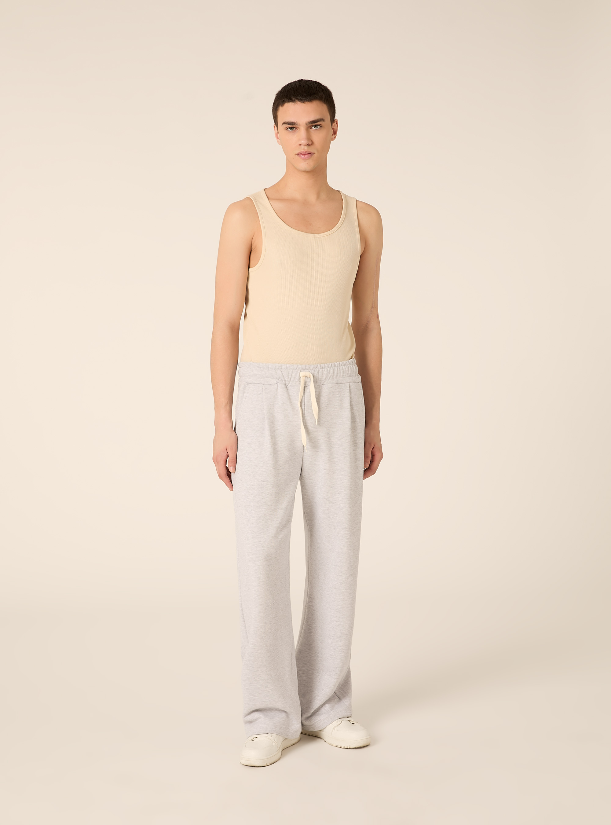 Pantalones jogger de pierna ancha, MGY3 GREY MEL LIGHT