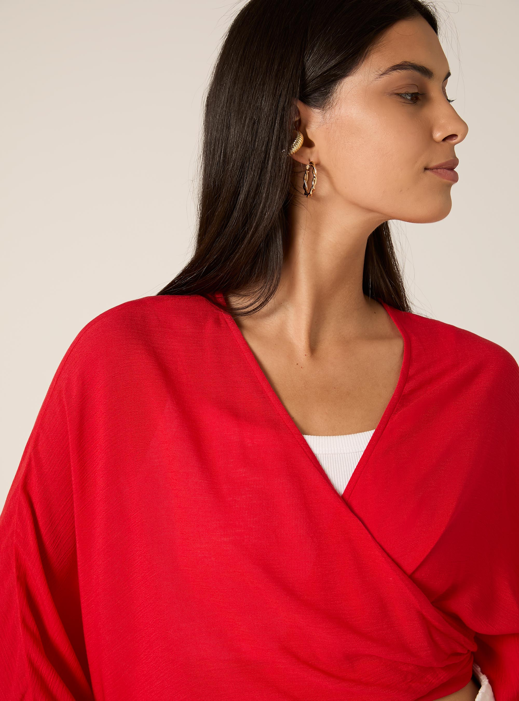 Flie&szlig;ende Bluse mit Knoten, RD2 RED MEDIUM