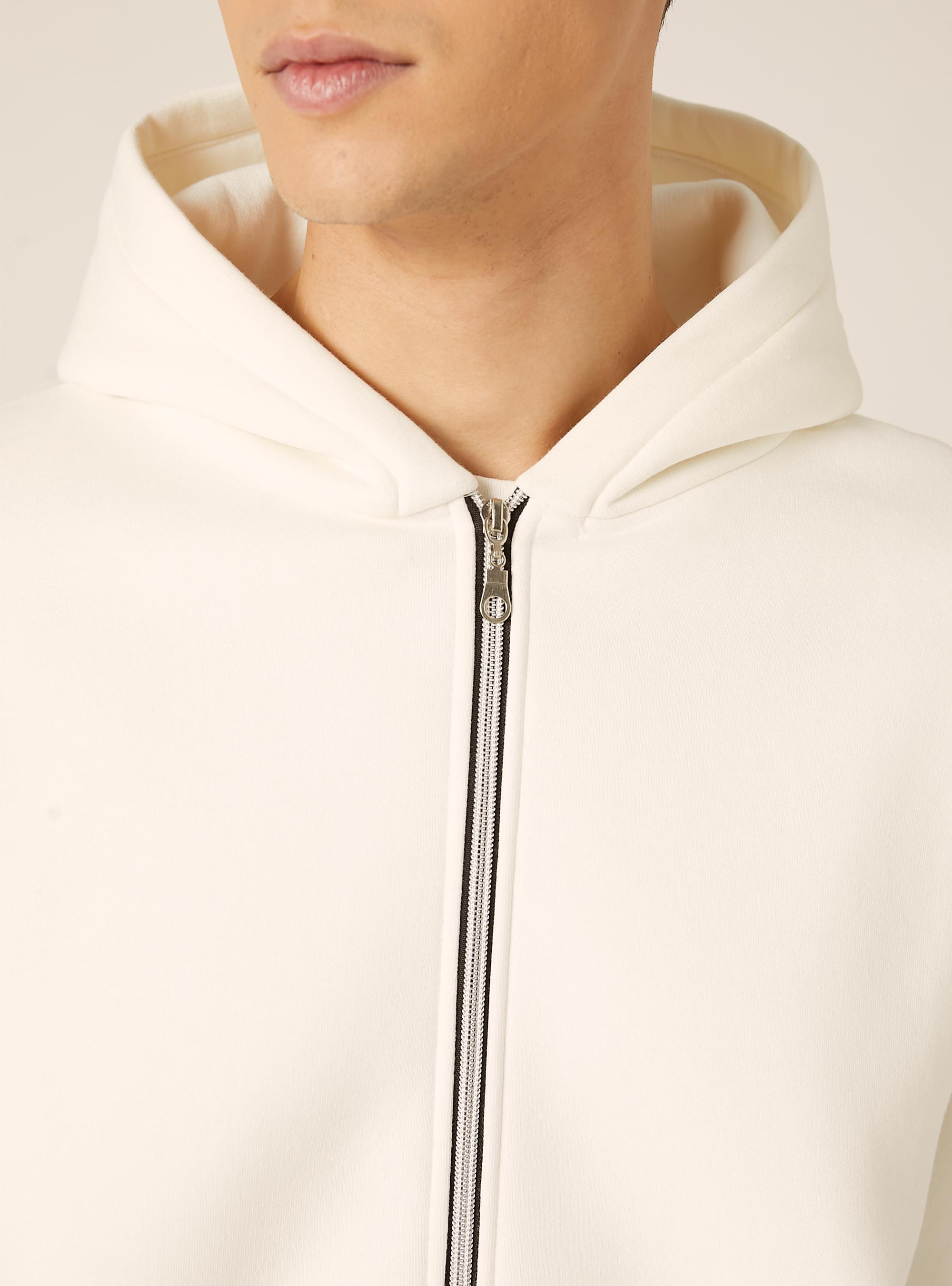 Sweat &agrave; capuche zipp&eacute; coupe boxy, WH1 OFF WHITE