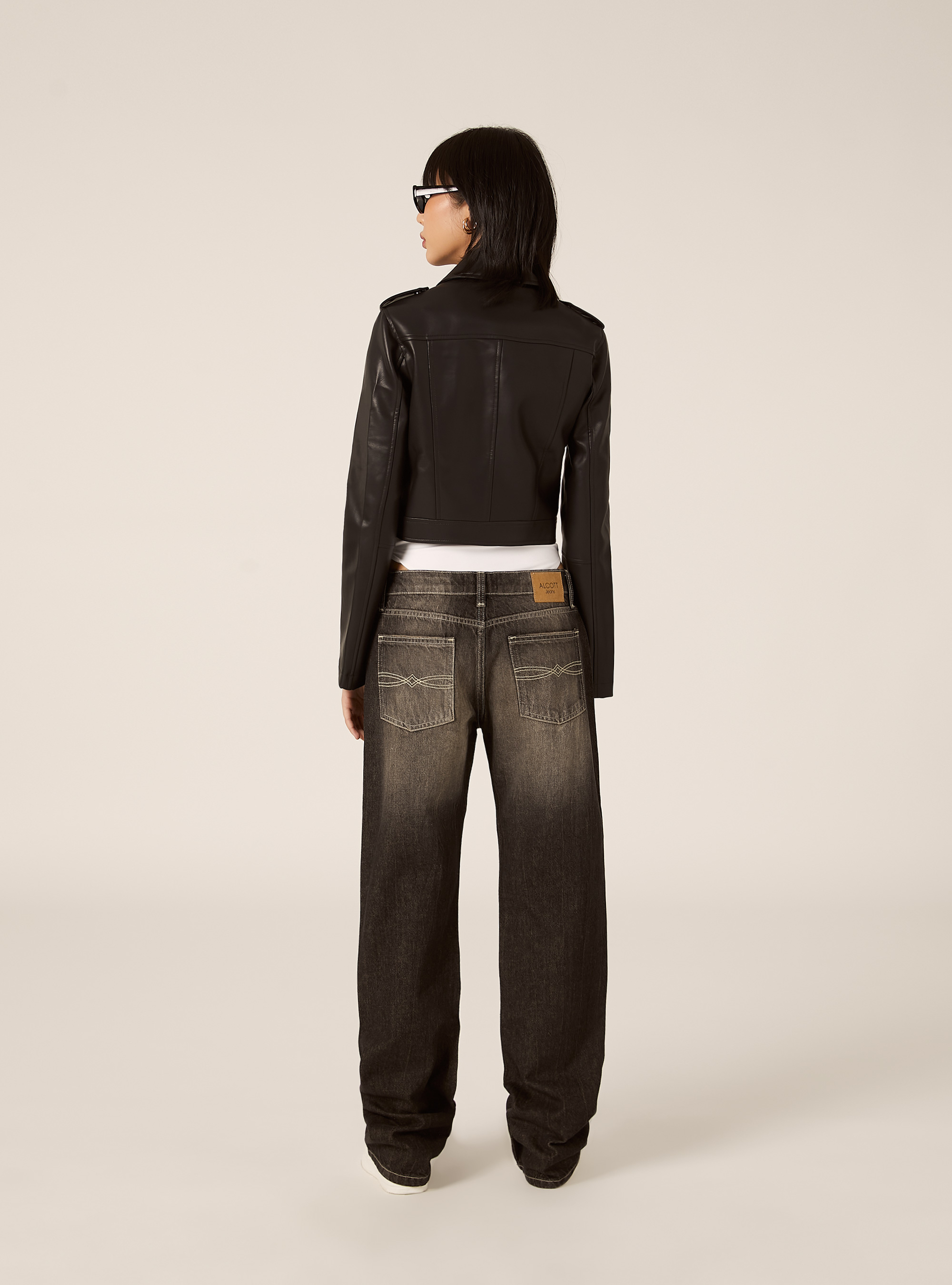 Leather-effect biker jacket, BK1 BLACK