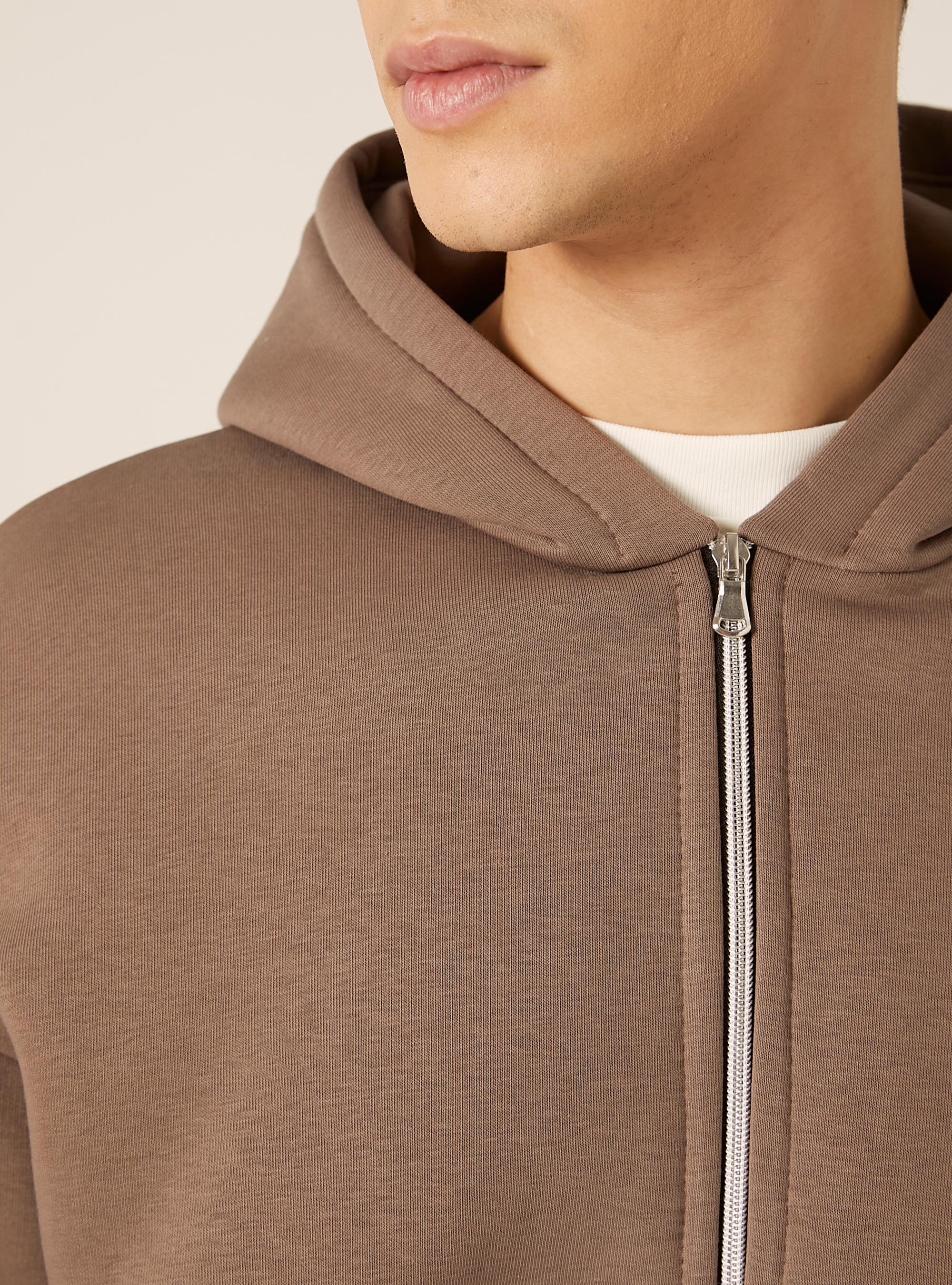 Sweat &agrave; capuche zipp&eacute; coupe boxy, BR2 BROWN MEDIUM