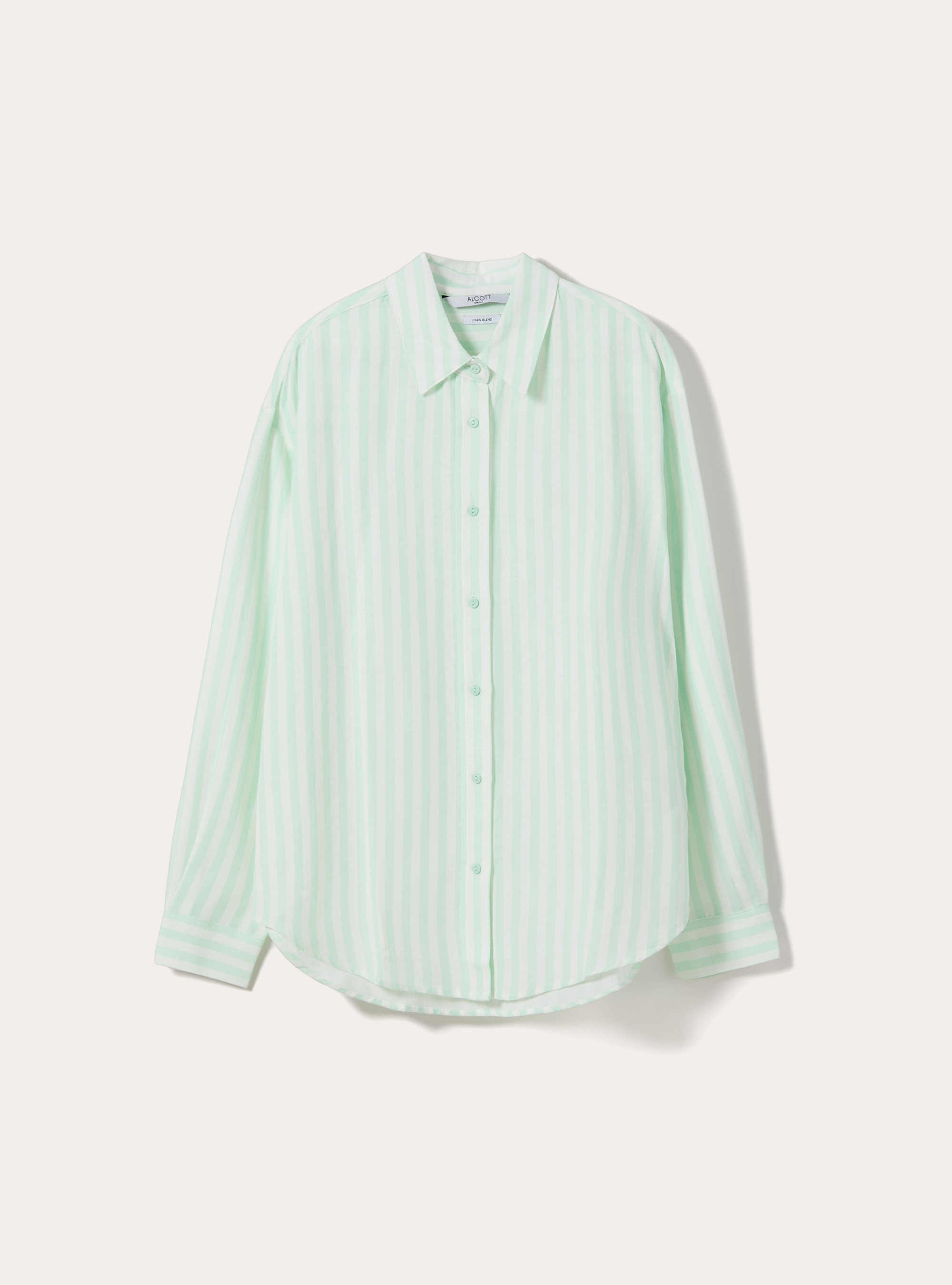 Camisa de mezcla de lino a rayas, GA3 AQUA GREEN LIGHT