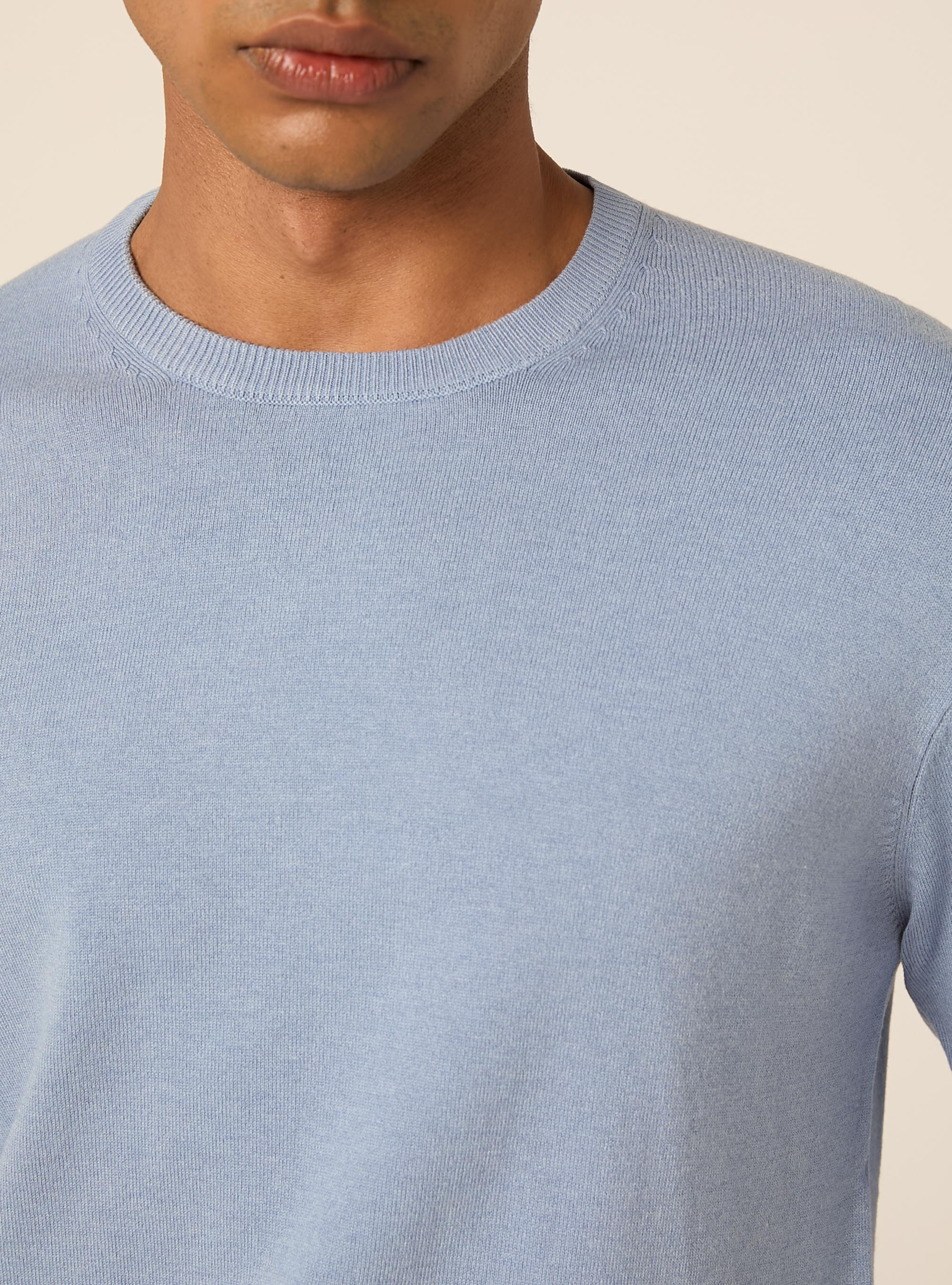 Jersey de cuello redondo en viscosa Lenzing Ecovero, AZ3 AZURE LIGHT
