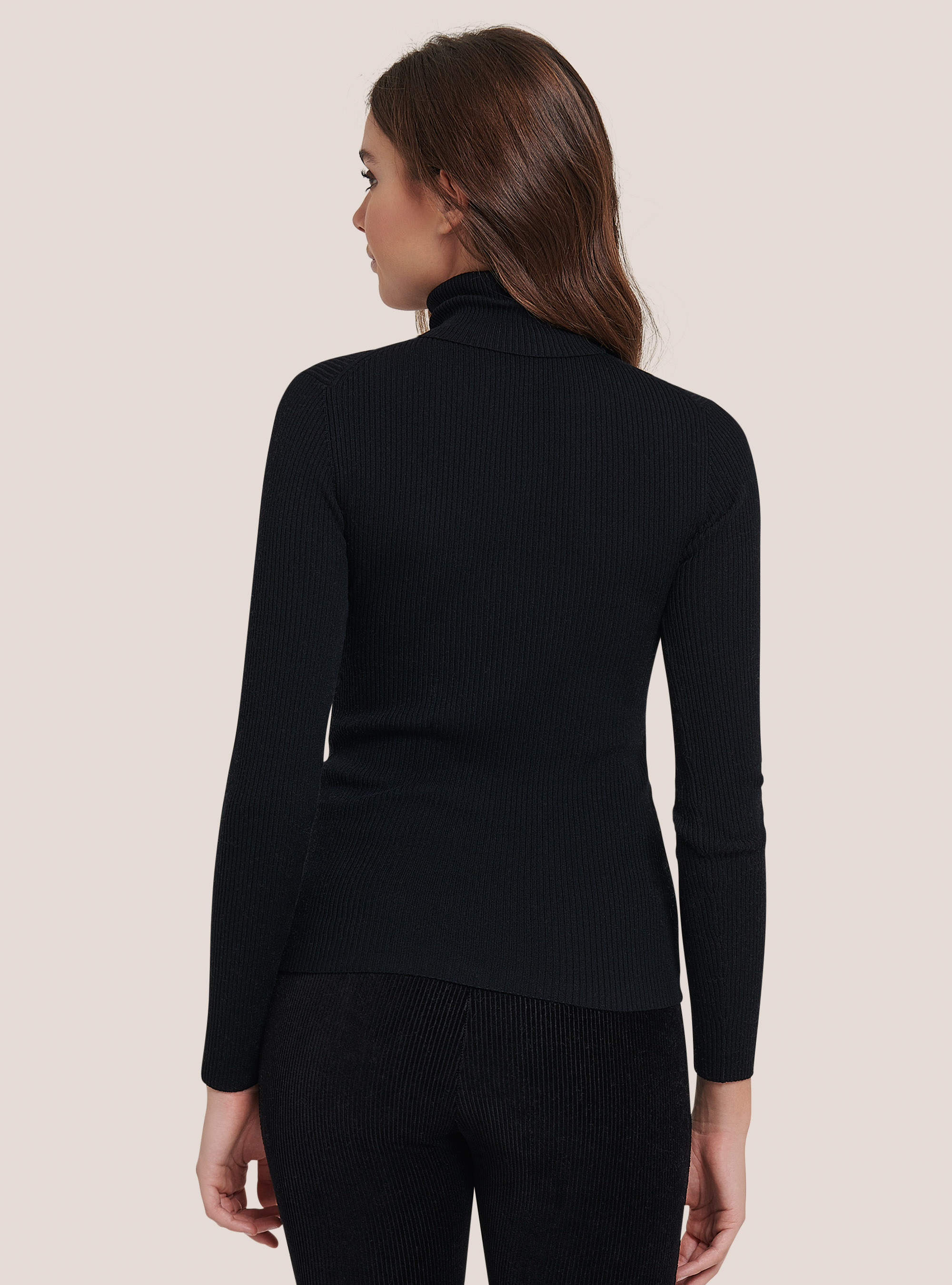 Maglia a collo alto a coste, BK1 BLACK