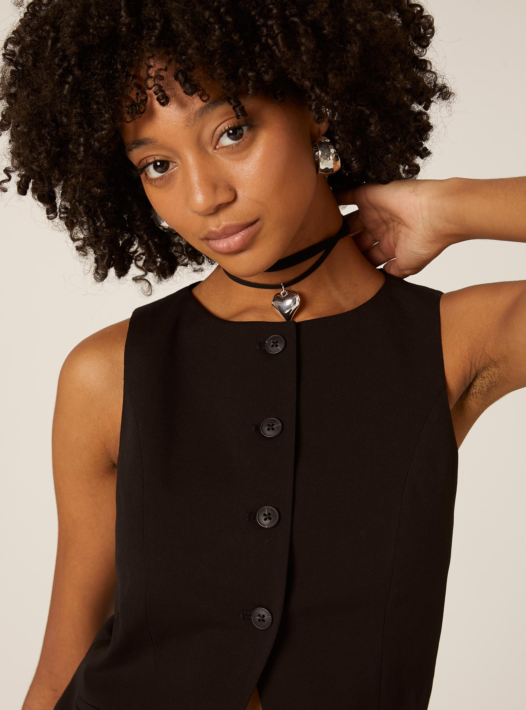 Gilet classique &agrave; boutons, BK1 BLACK