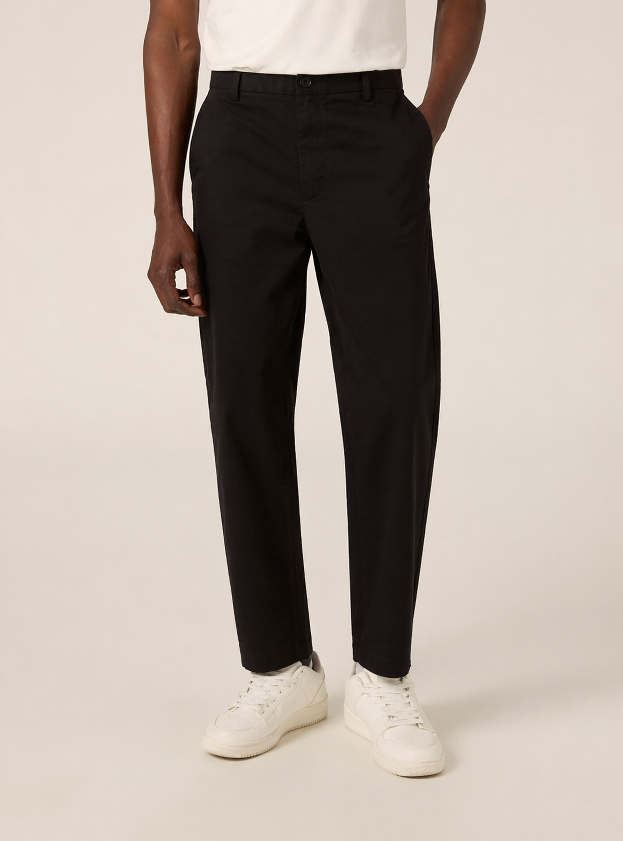 Slim fit stretch twill chino pants, BK1 BLACK