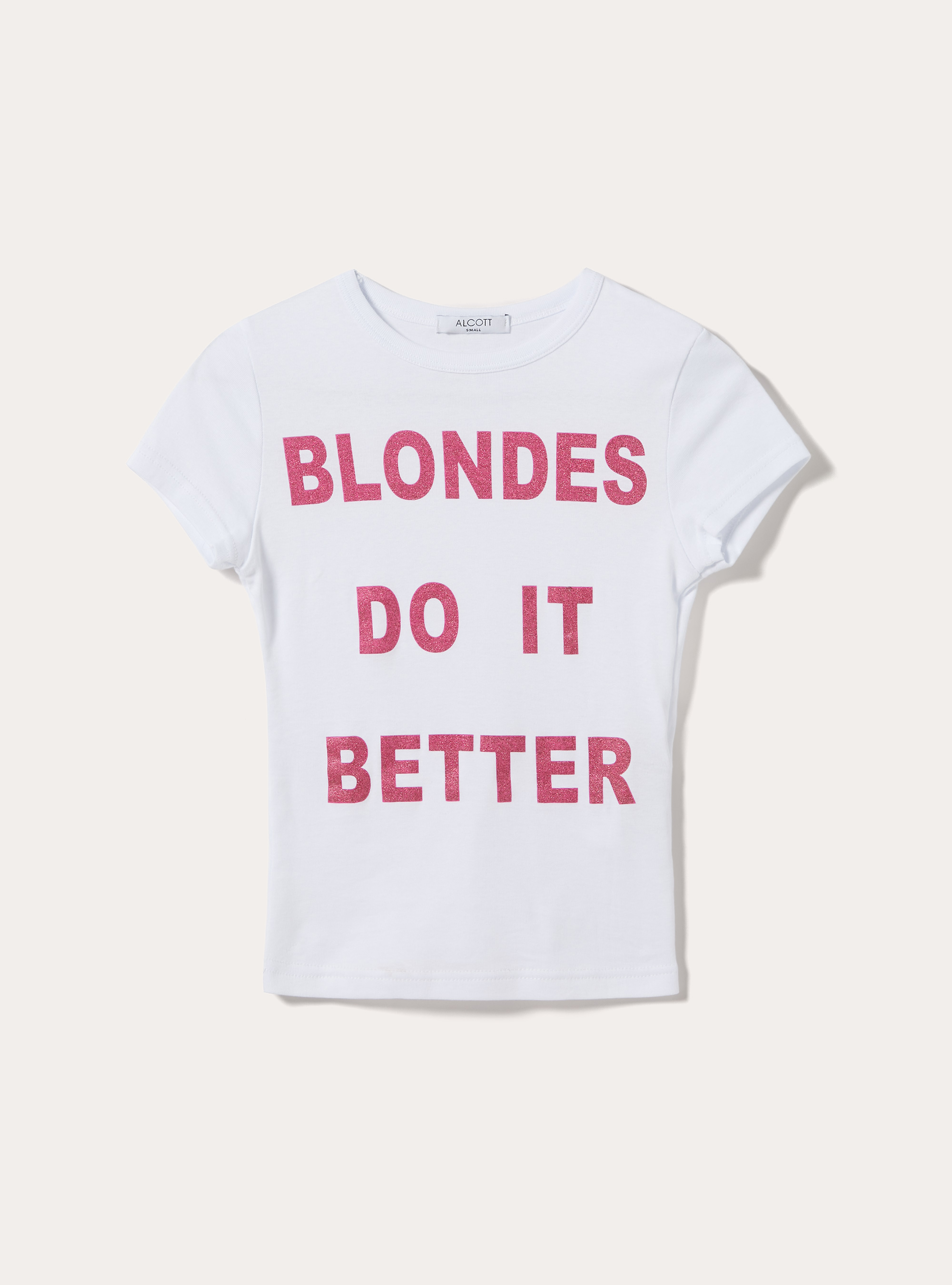 T-shirt regular con stampa "blondes do it better", WH3 WHITE