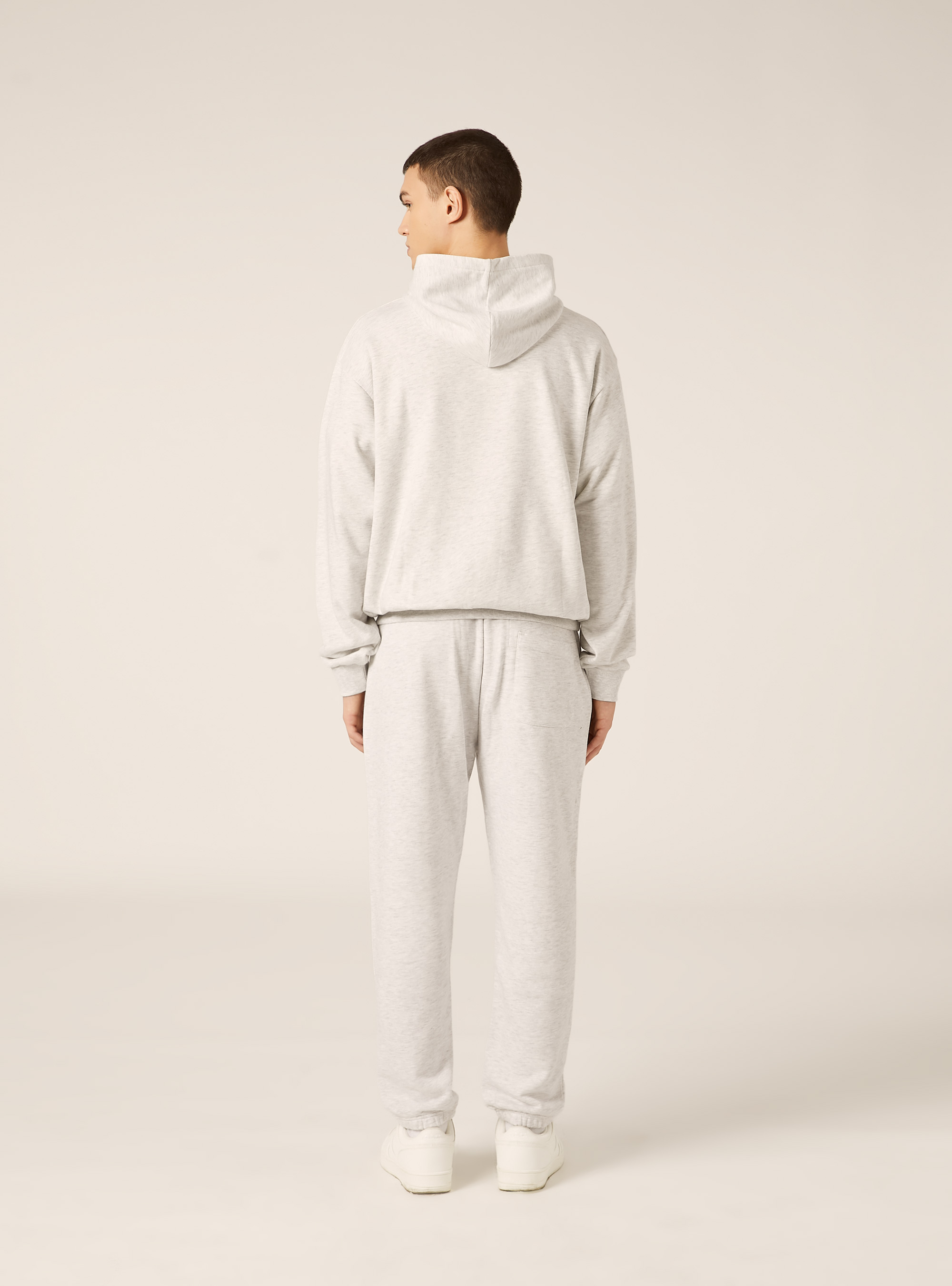 Felpa con zip e cappuccio boxy fit, GRIGIO CHIARO MELANGE