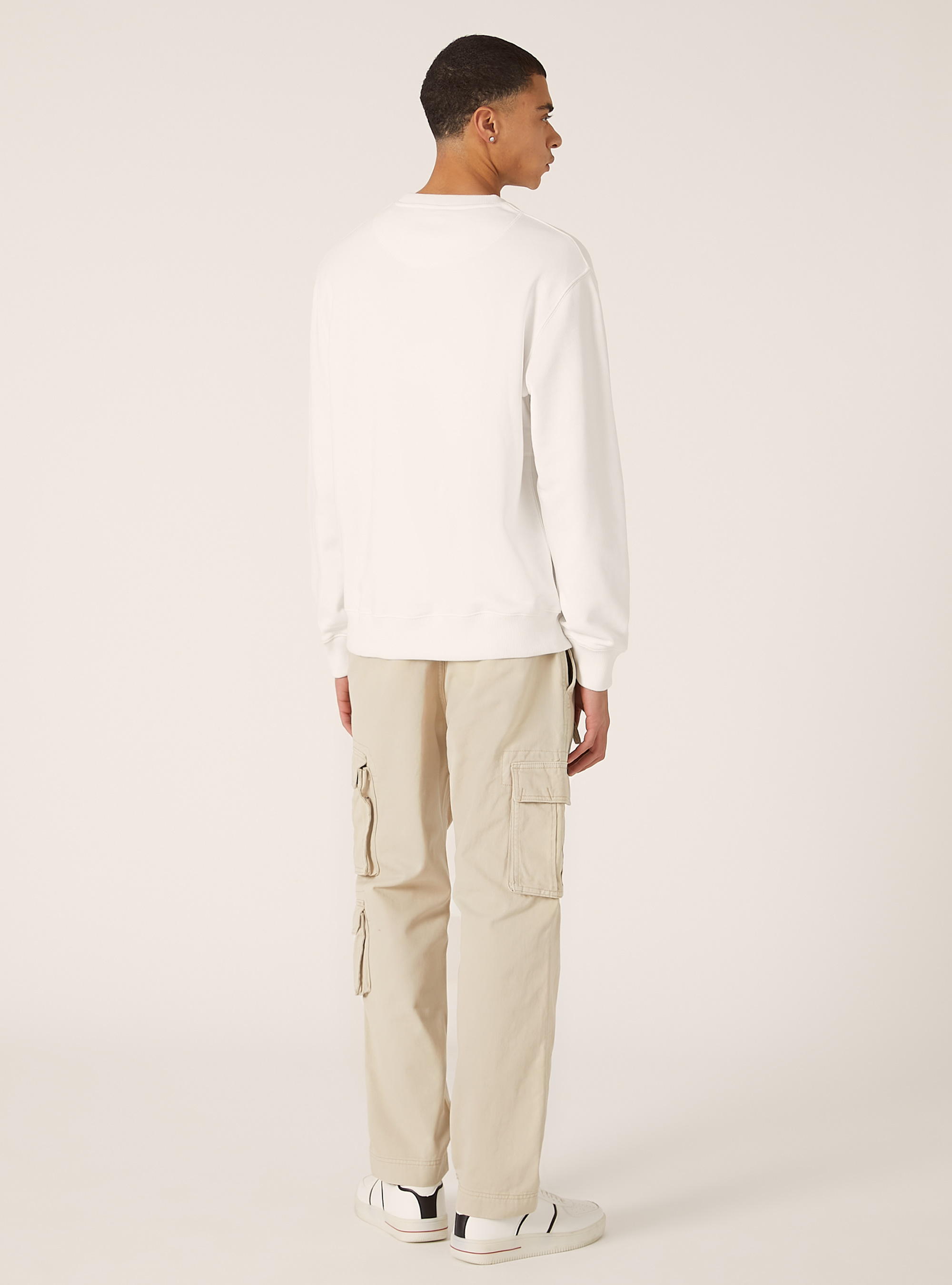 Sweat &agrave; col ras du cou de couleur unie, WH1 OFF WHITE