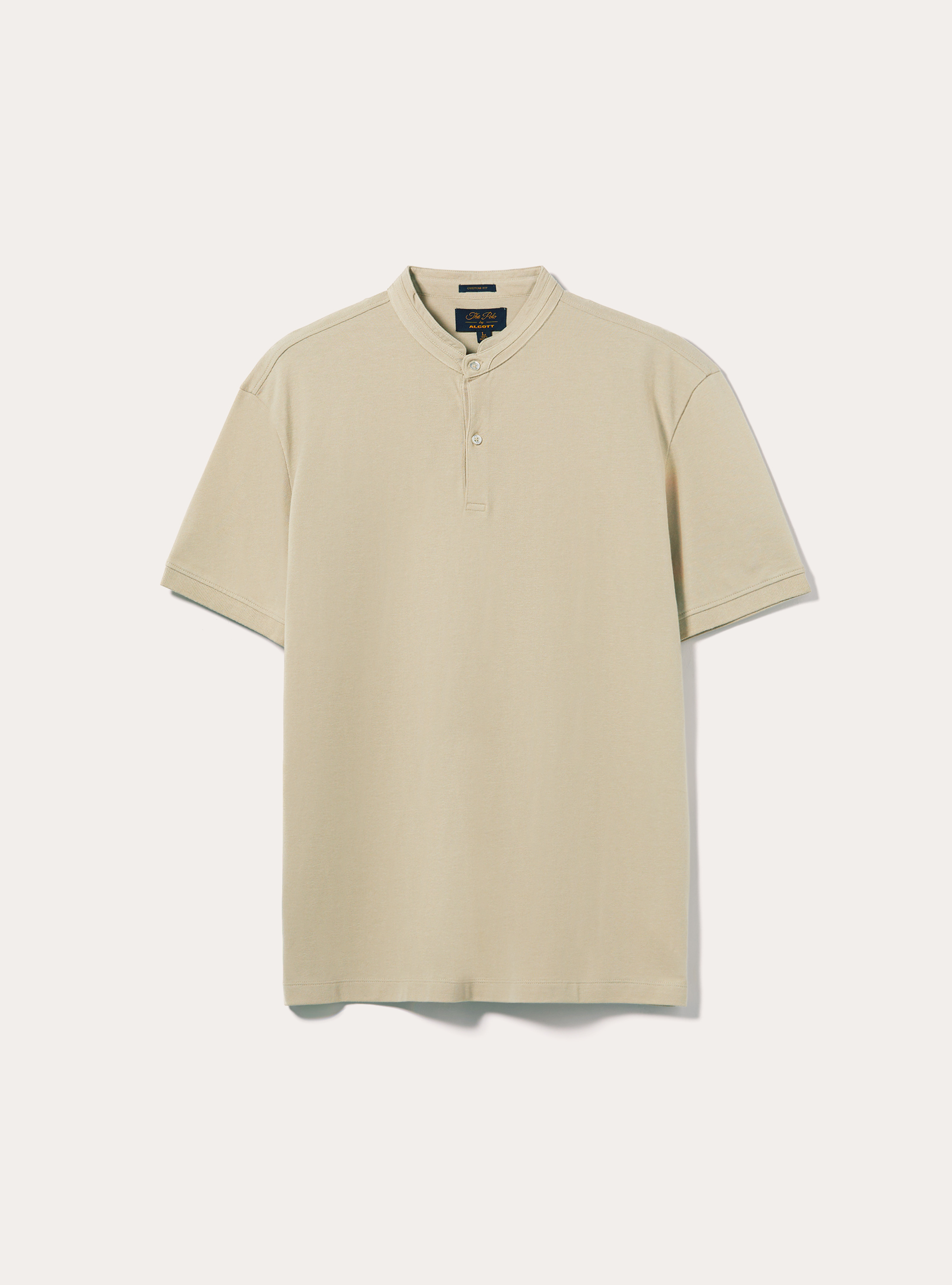 Polo en Coton &agrave; Col Officier, BG2 BEIGE MEDIUM