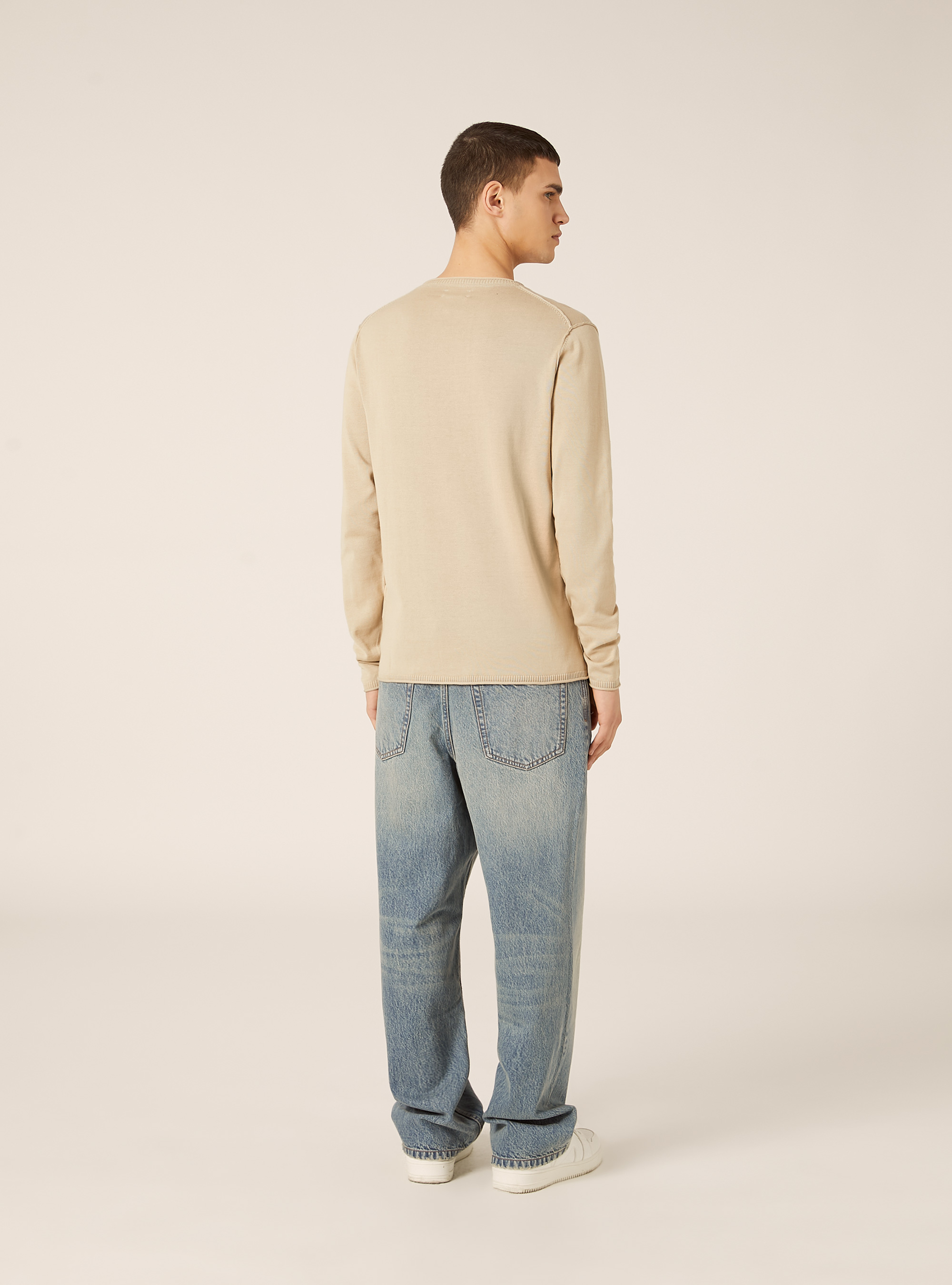 Cotton crew neck pullover, BG3 BEIGE LIGHT