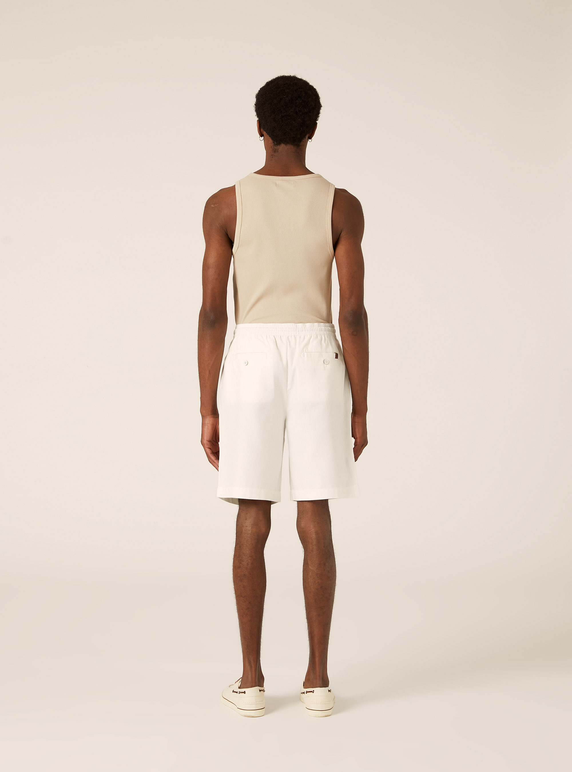 Linen blend drawstring shorts, WH1 OFF WHITE