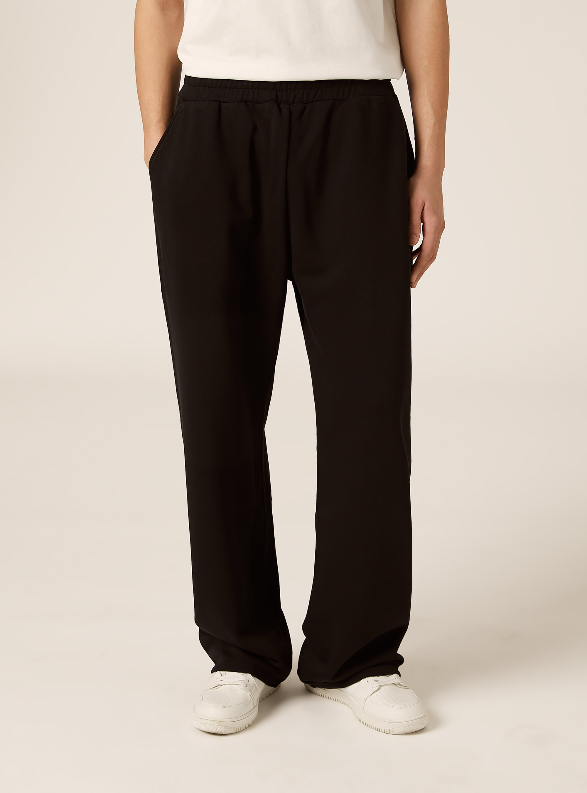 Pantalon ample l&eacute;ger en molleton, BK1 BLACK