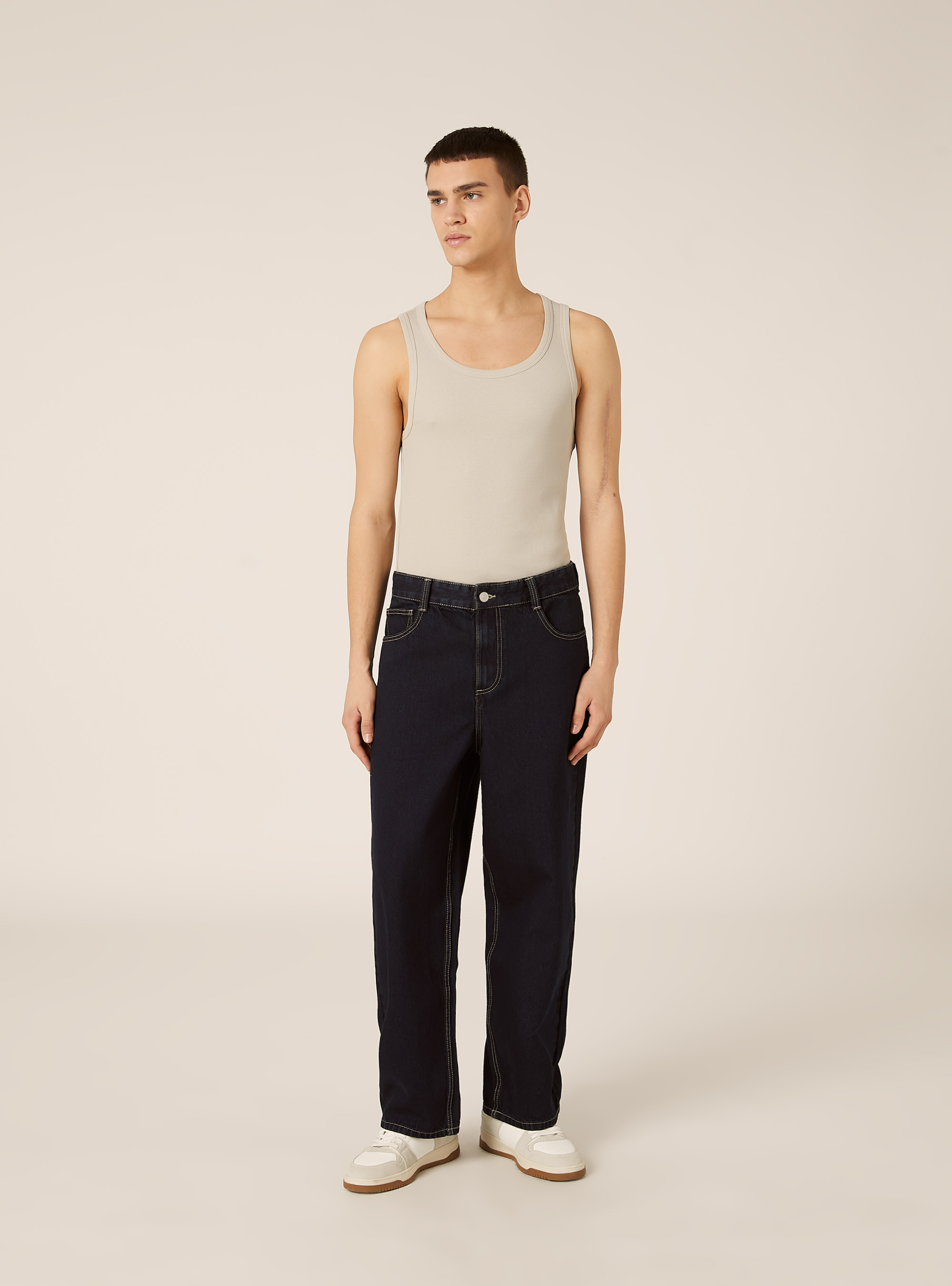 K&ouml;rperbetontes Feinripp-Tanktop im Slim Fit, SA3 SAND LIGHT
