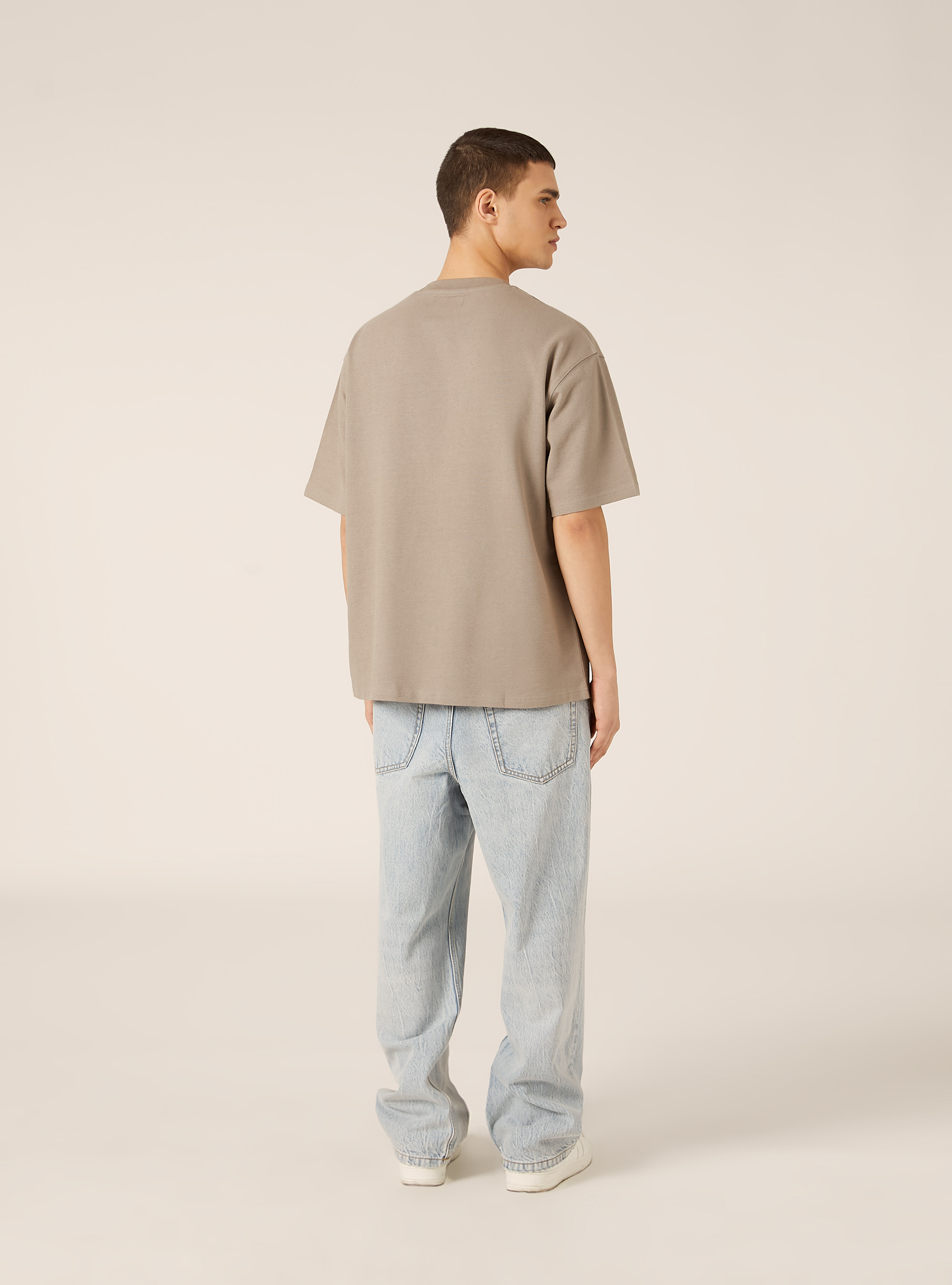 Camiseta de algod&oacute;n con textura, GY2 GREY MEDIUM