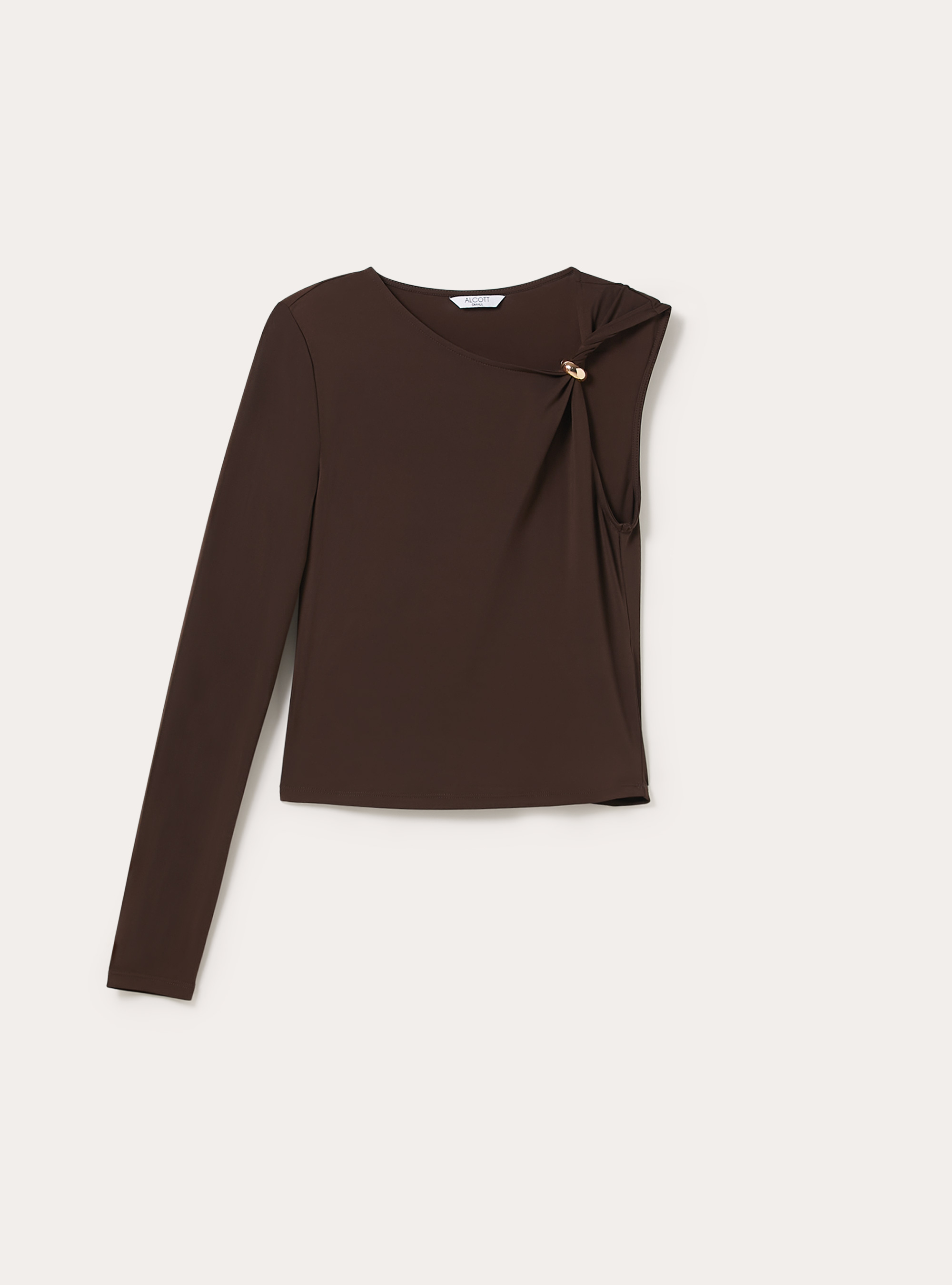 Camiseta de un solo hombro, BR2 BROWN MEDIUM