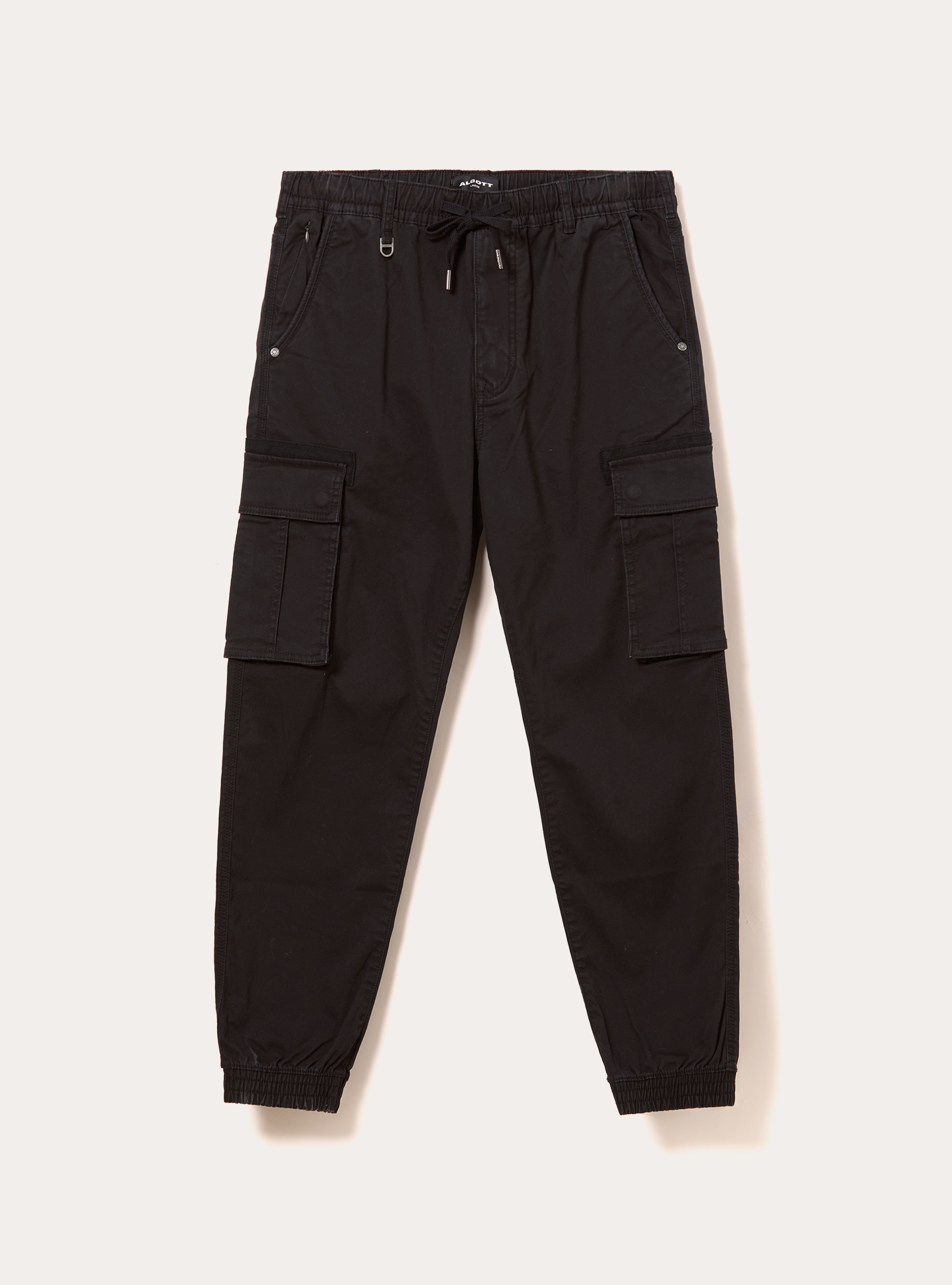 Pantalon cargo jogger en twill stretch, BK1 BLACK